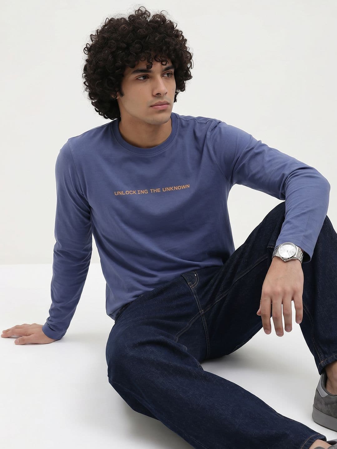 The Roadster Life Co. Typography Printed Pure Cotton T-Shirt - view 1