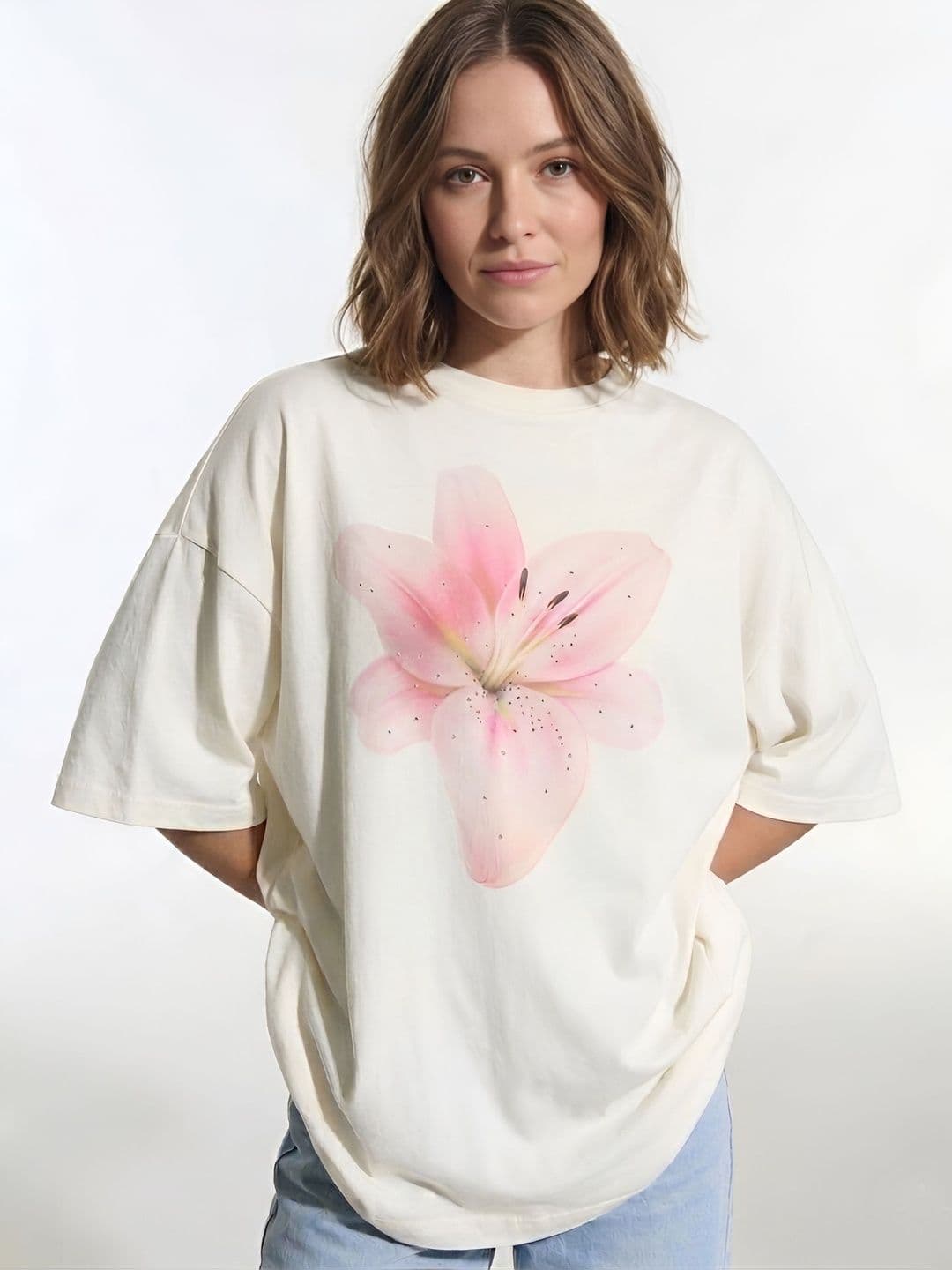 SMARTEES Women Floral Printed Drop-Shoulder Sleeves T-shirt - view 1