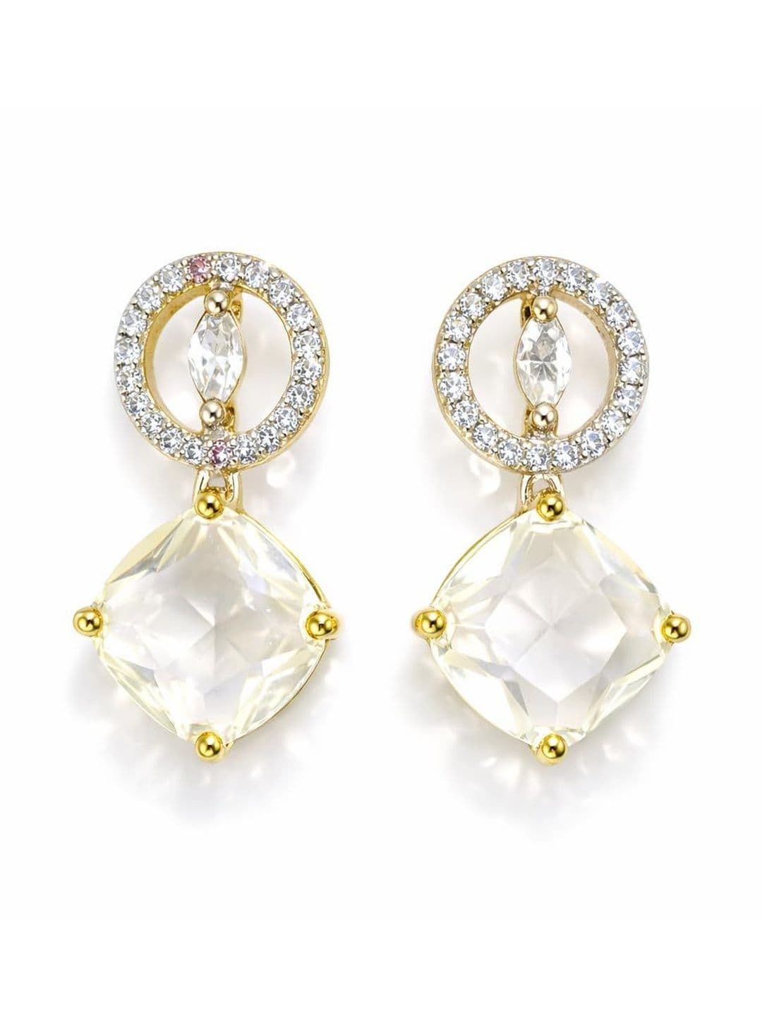 Belaci American Diamond Studded Geometric Drop Earrings - view 1