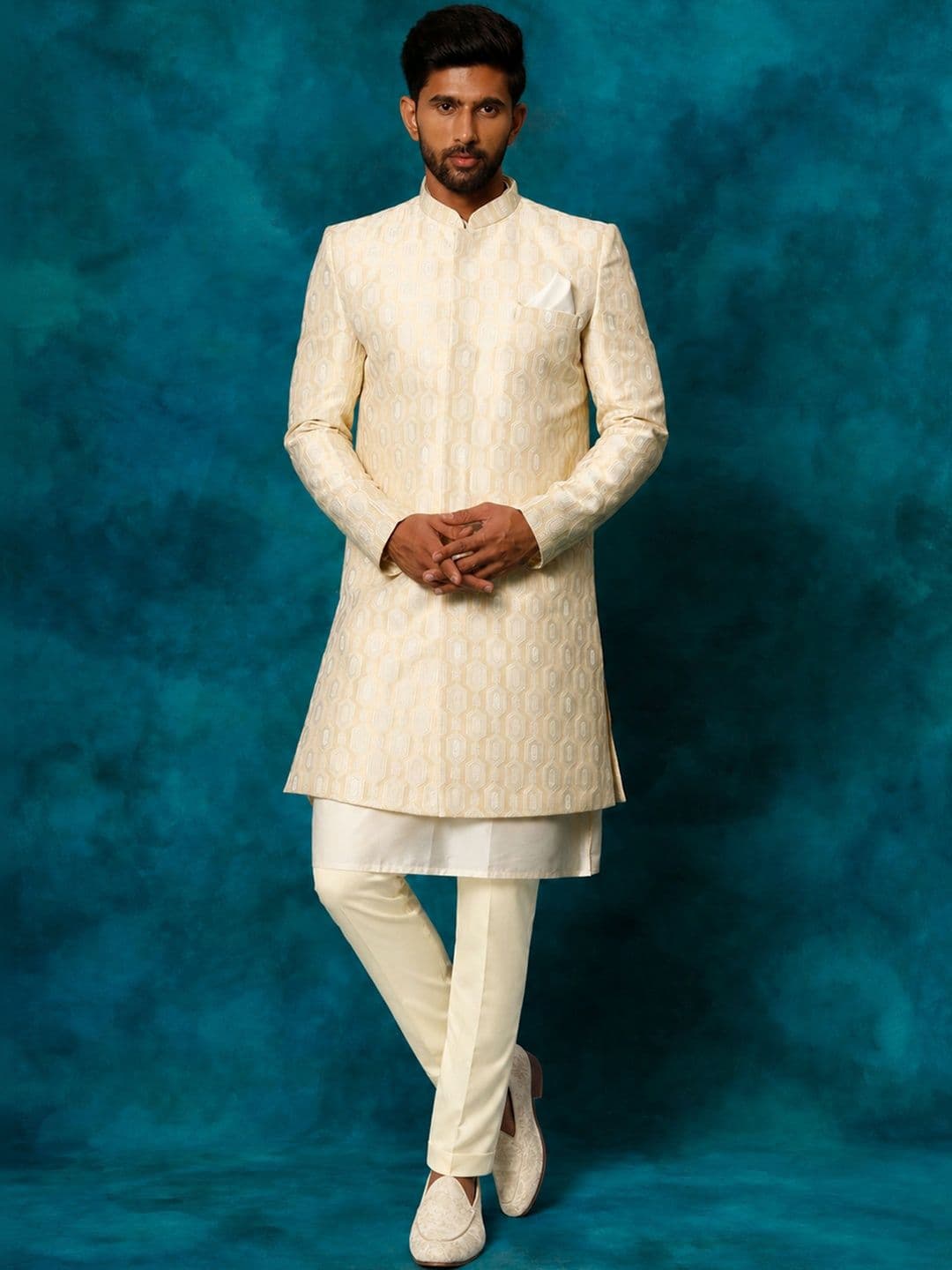 VASTRAMAY Mandarin Collar Sherwani Set - view 1