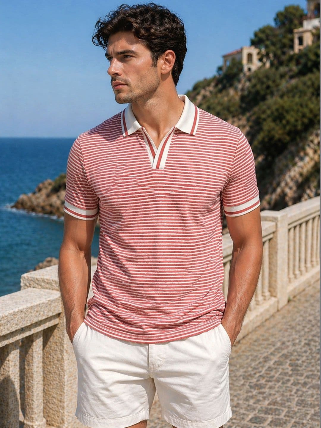 THE BEETEL HOUSE Men Striped Polo Collar T-shirt - view 1