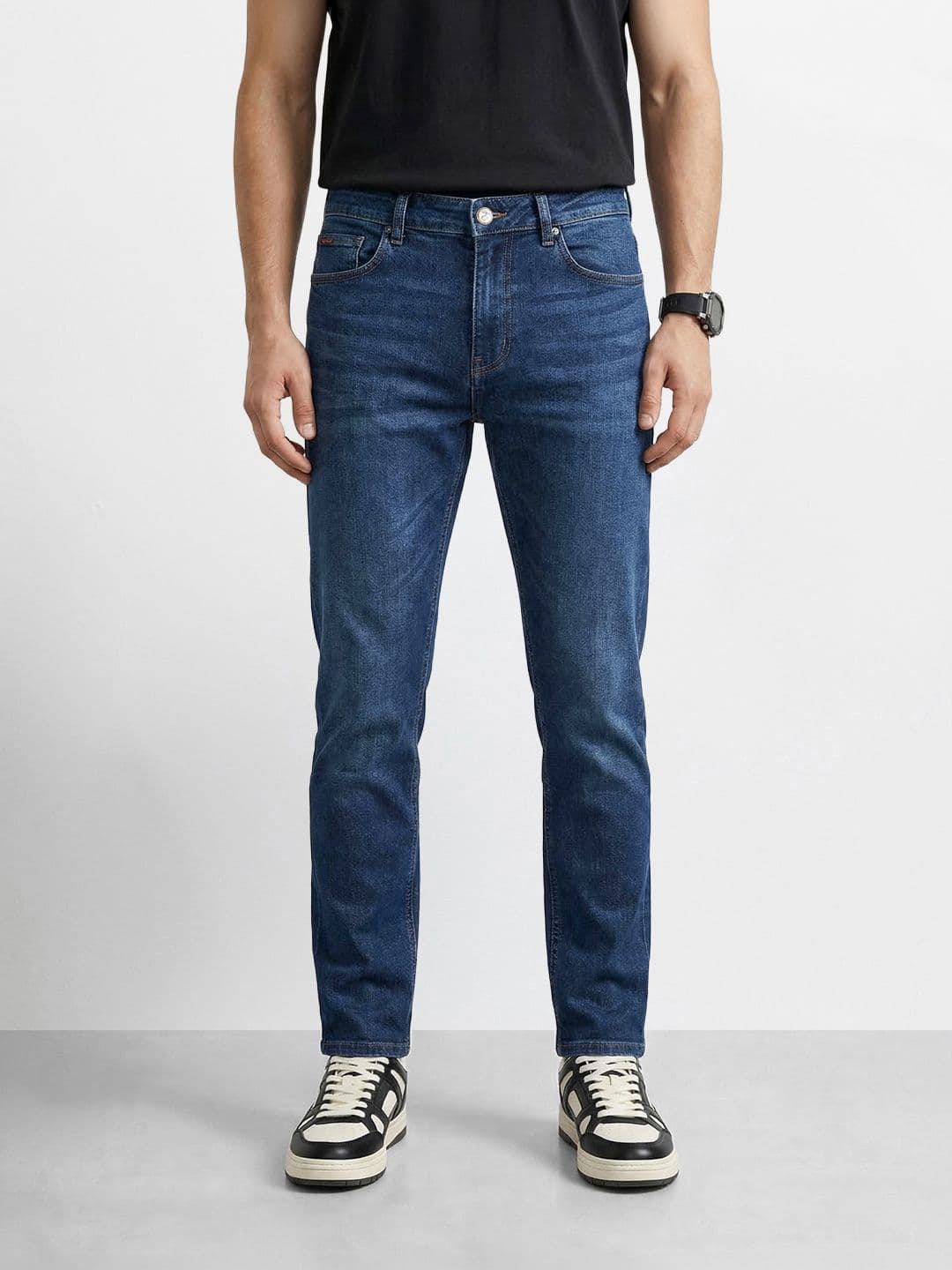 The Indian Garage Co Men Slim Fit Mid-Rise Light Fade Stretchable Jeans - view 1