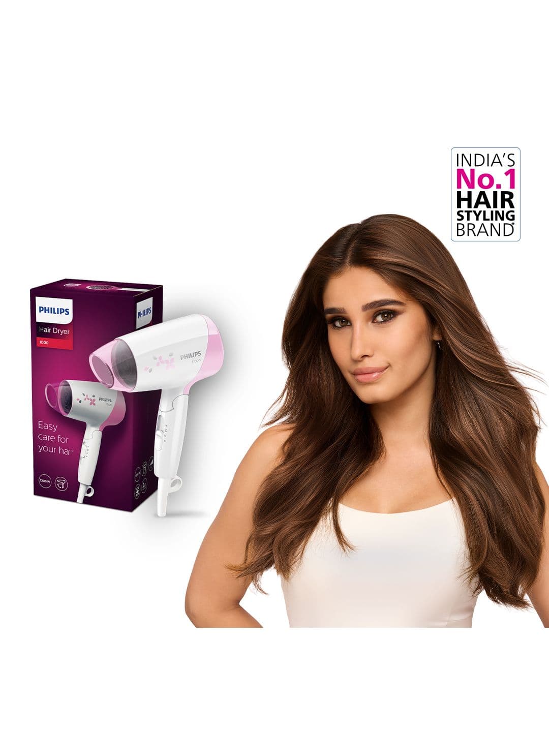 Philips Essential Care Hair Dryer HP8120/00 ThermoProtect Quick Gentle Srying 1200W- White - view 1