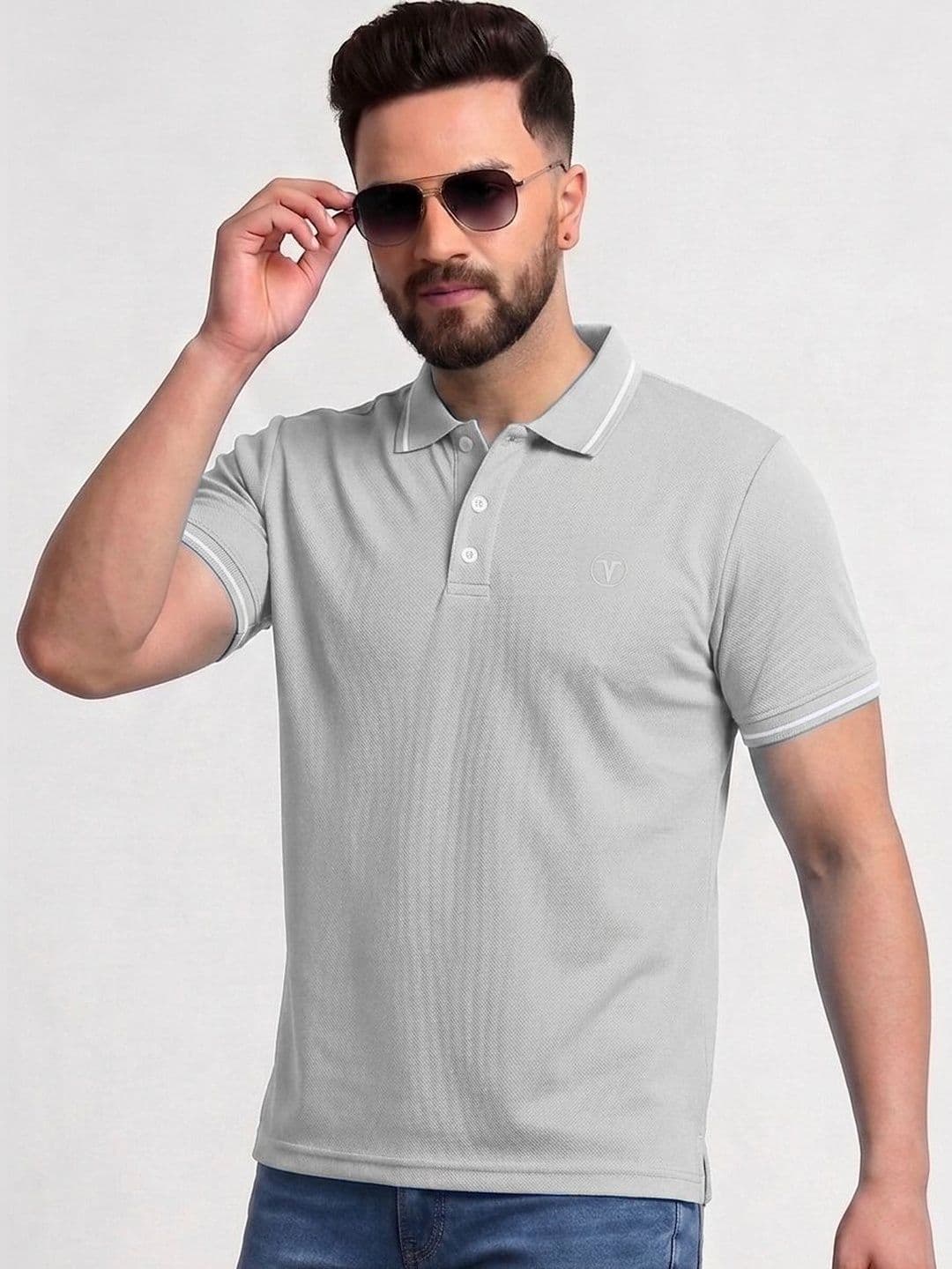 TB BLUE Men Polo Collar Slim Fit T-shirt - view 1