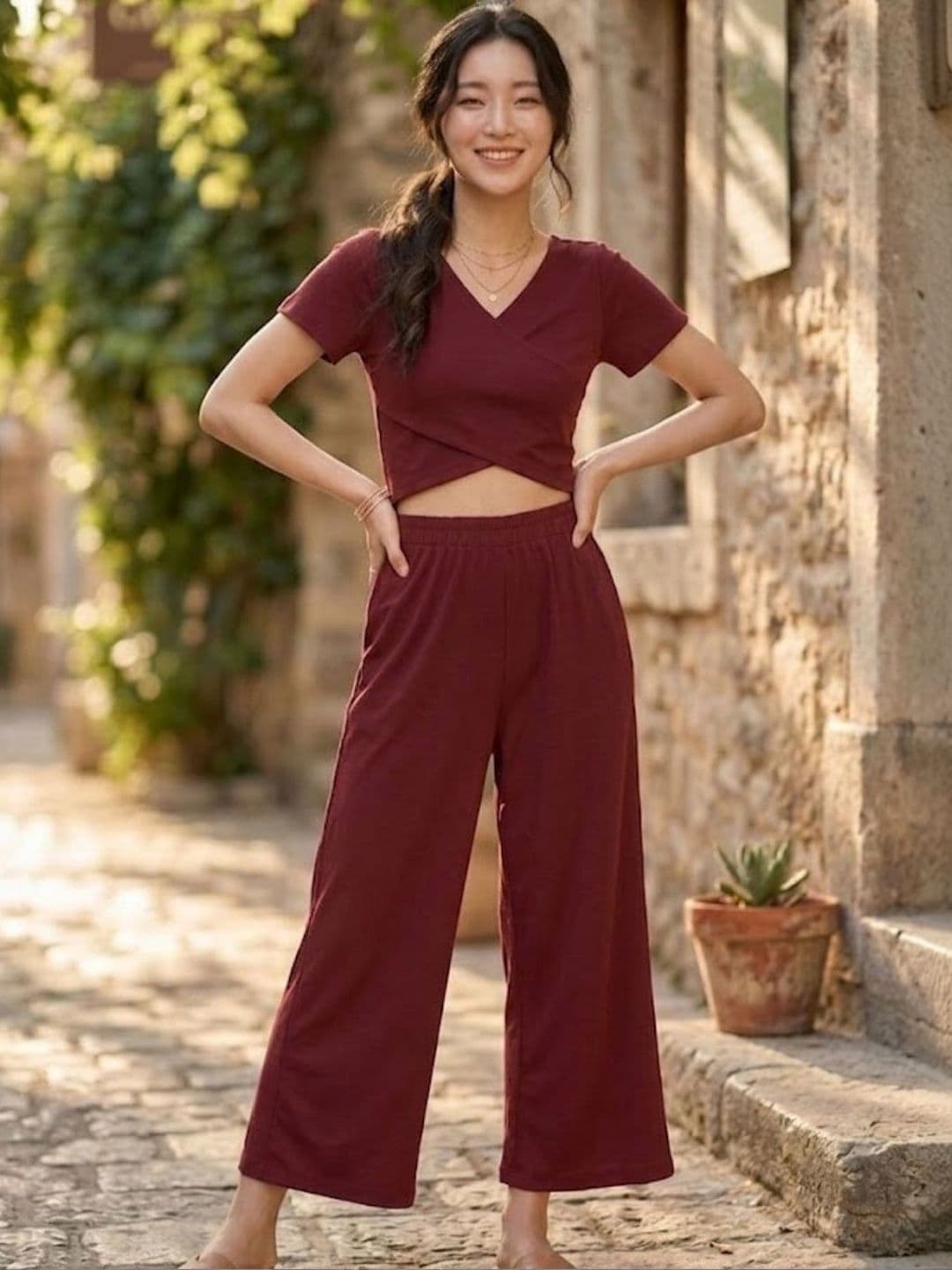 Pookiie Solid Top with Palazzos - view 1