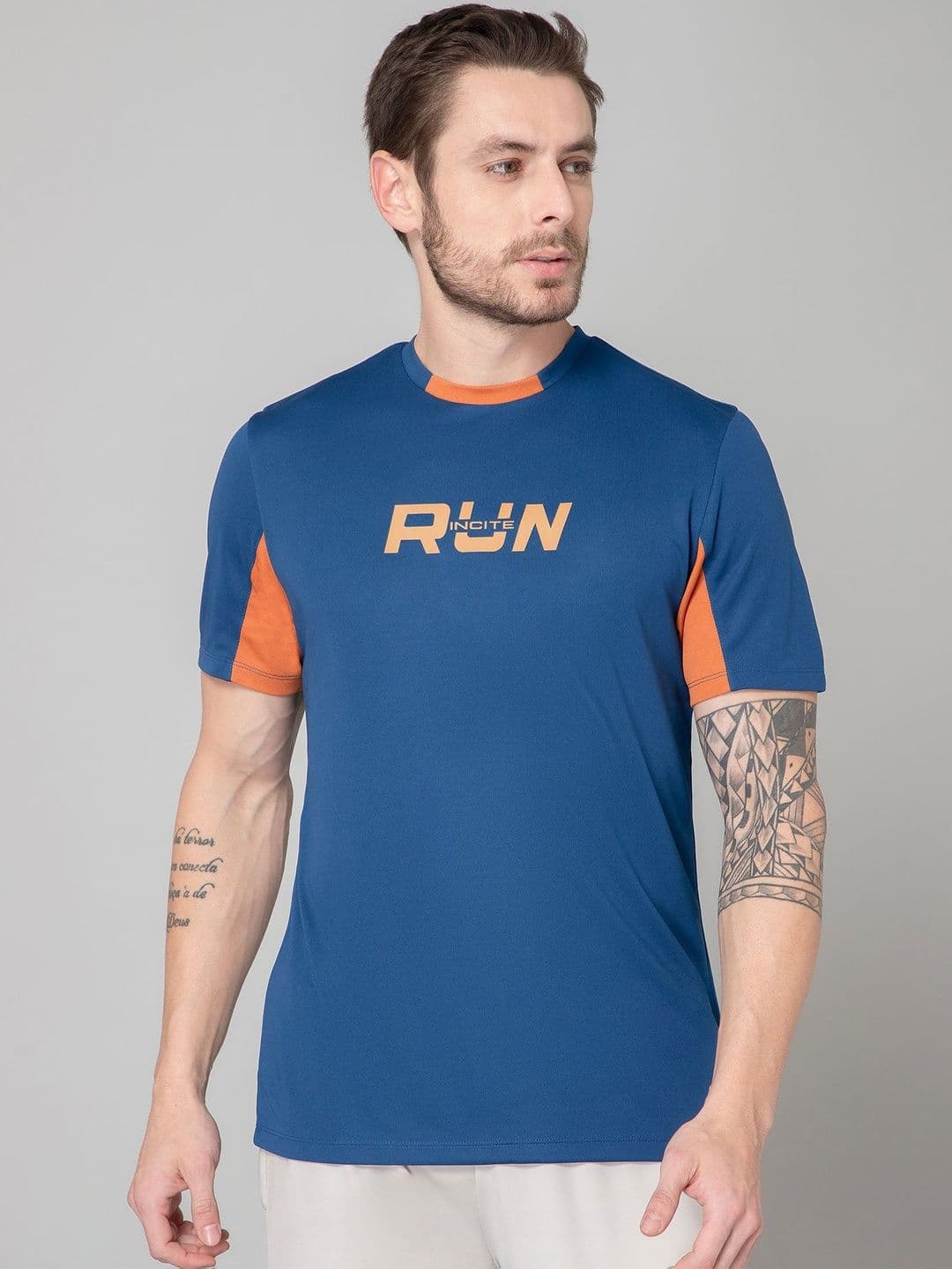 INCITE Men Typography Colourblocked Dry Tech T-shirt - view 1