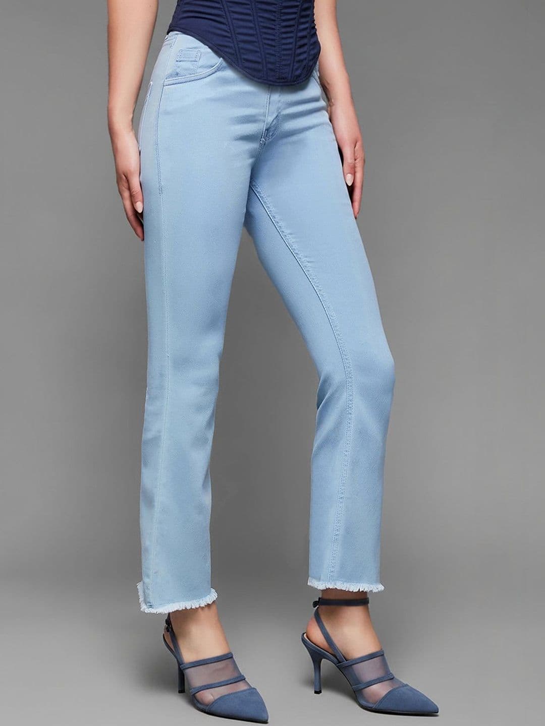 Mast & Harbour Women Boot Cut High Rise Clean Look Cropped Stretchable Denim Jeans - view 1