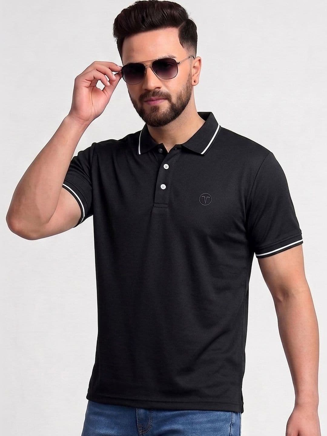 TB BLUE Men Polo Collar Slim Fit T-shirt - view 1