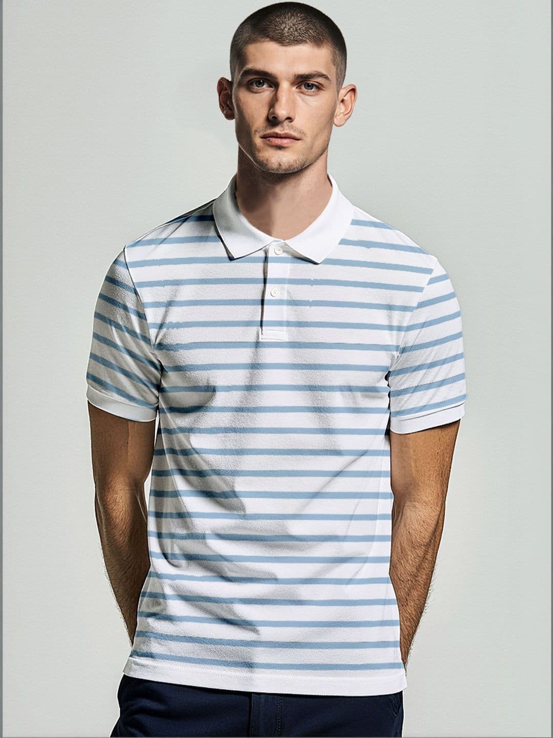 The Roadster Lifestyle Co Striped Cotton Polo Collar Half Sleeves T-Shirt - view 1
