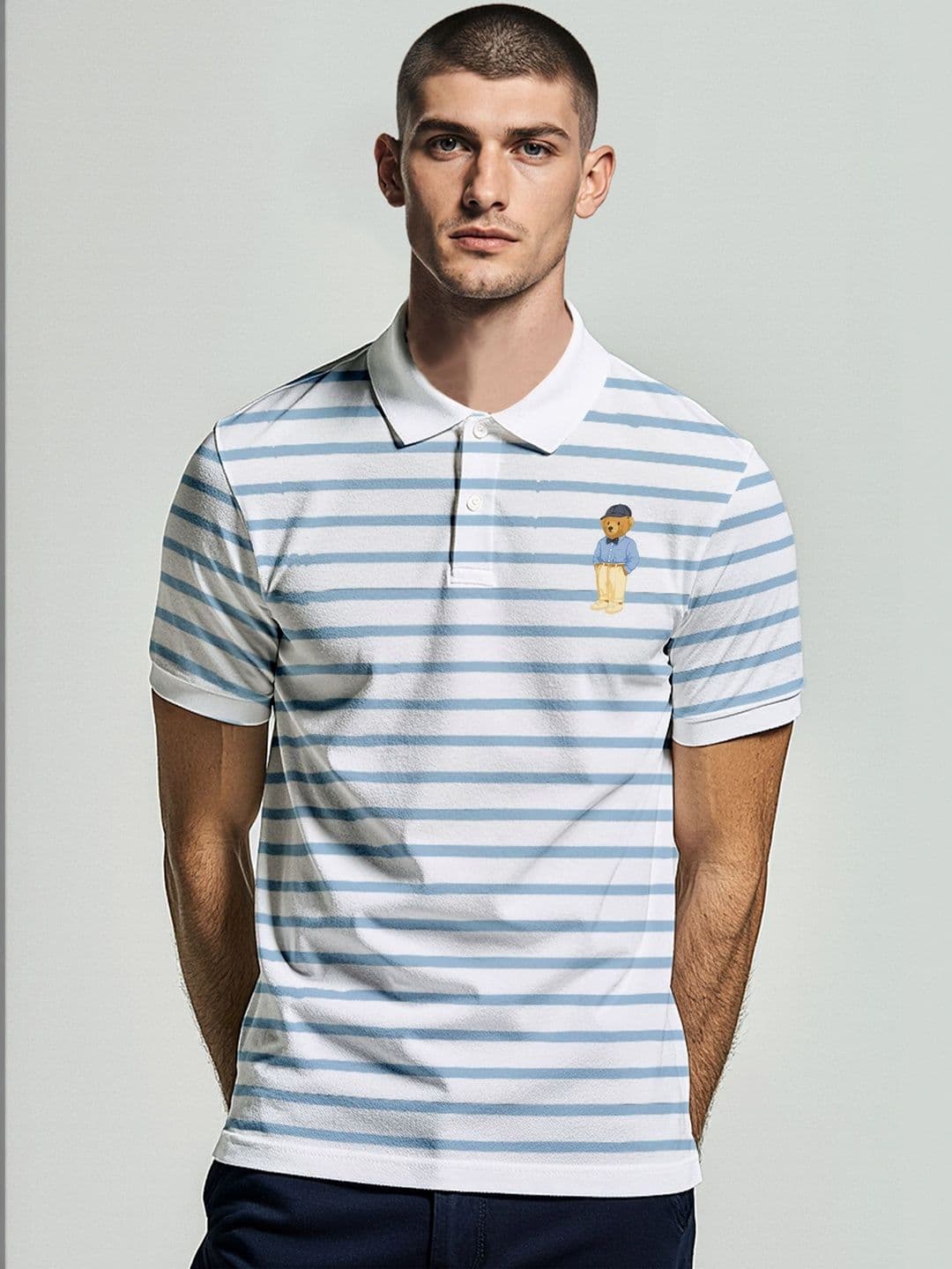 The Roadster Lifestyle Co Striped Cotton Polo Collar Half Sleeves T-Shirt - view 1