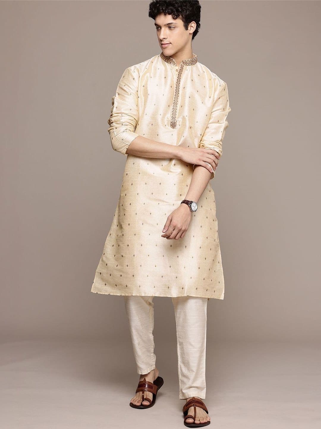 PulseIQ Men Thread Work Kurta - view 1