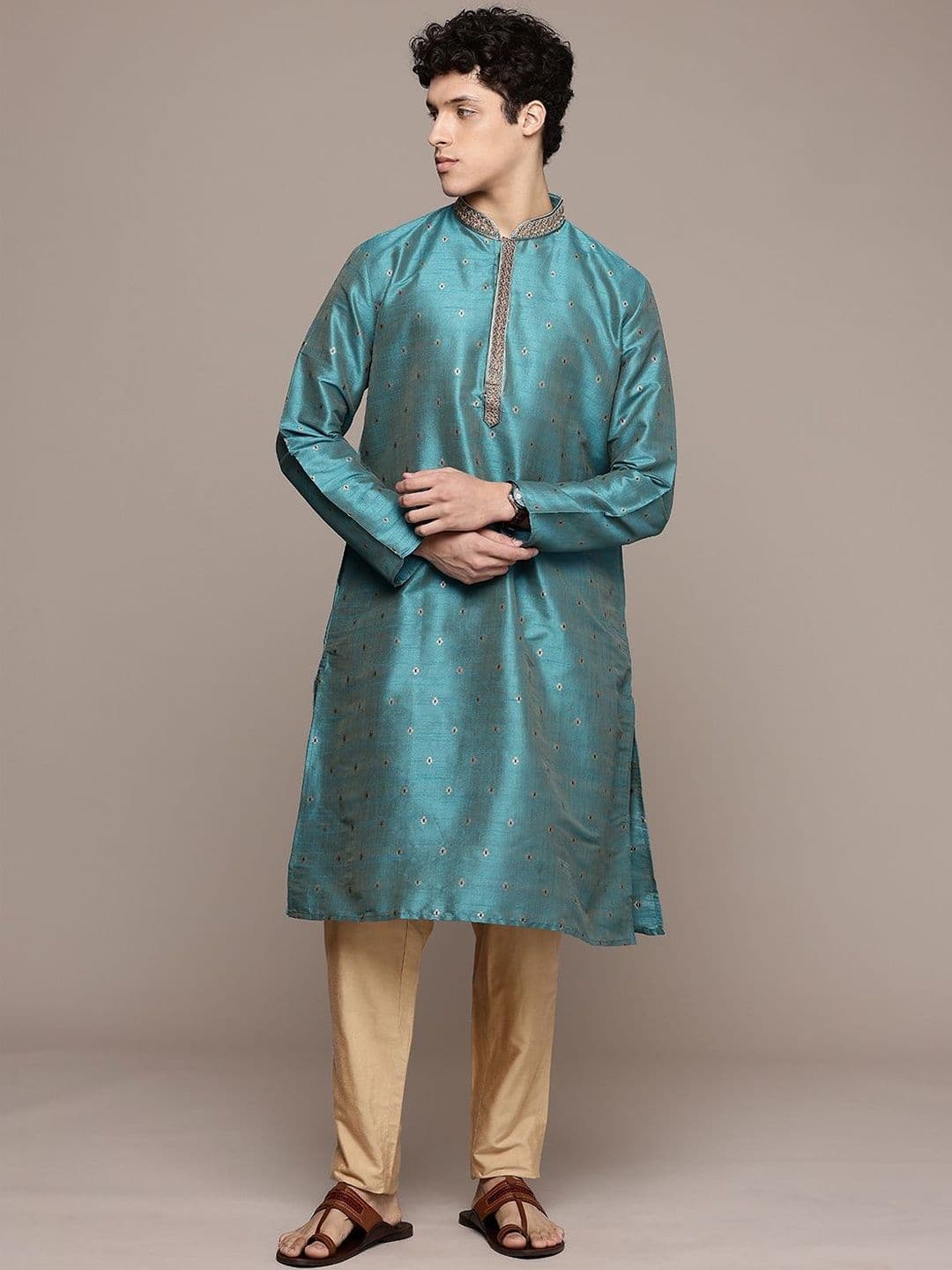 PulseIQ Men Ethnic Motifs Thread Work Kurta - view 1