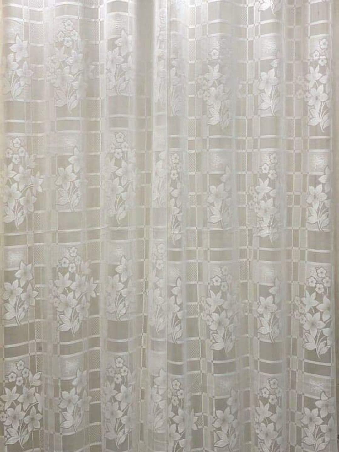 B' Decorlish White Set of 2 Floral Sheer Window Curtain - view 1