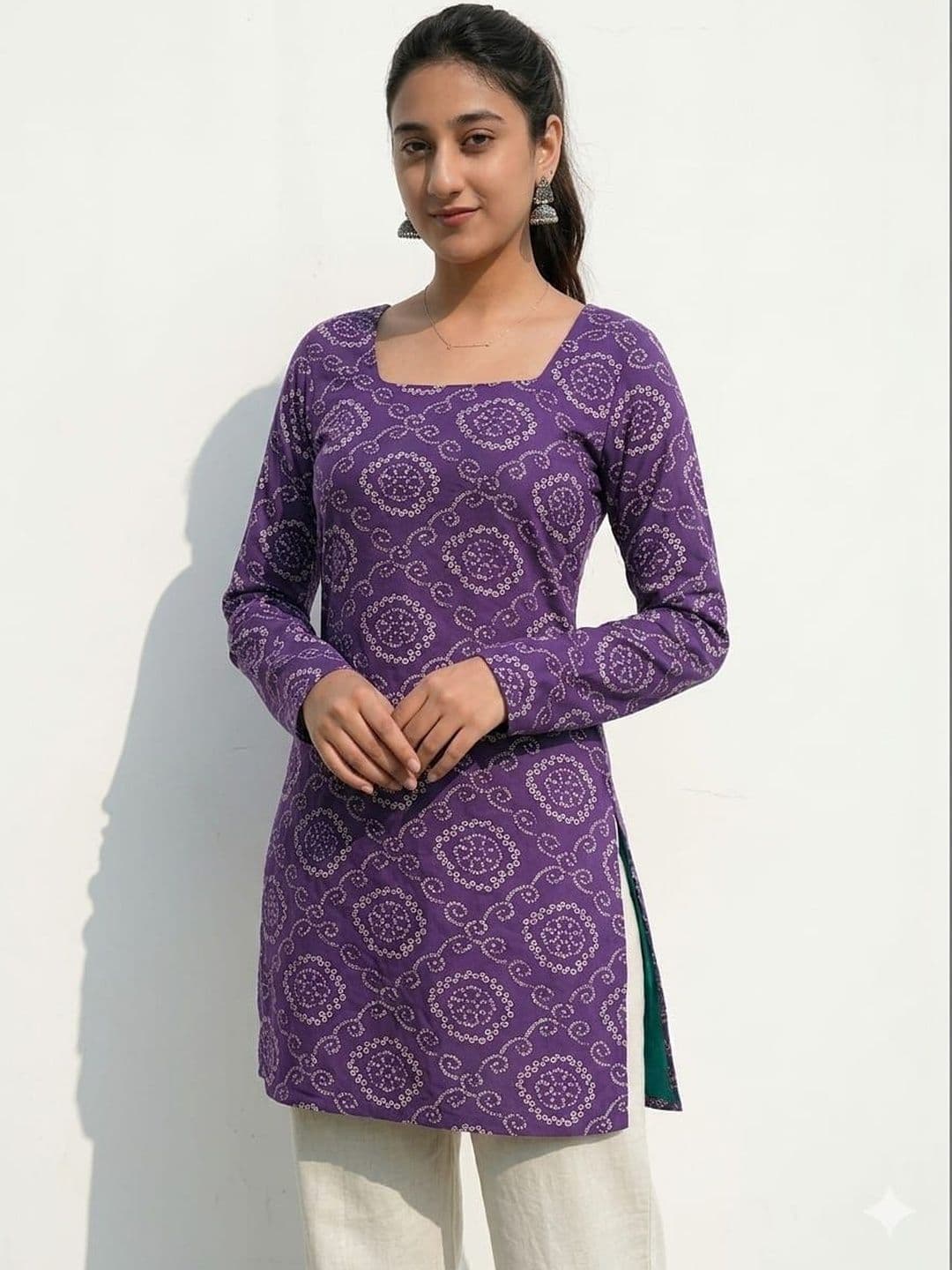Classy Creation Ethnic Motifs Printed Square Neck Kurti - view 1