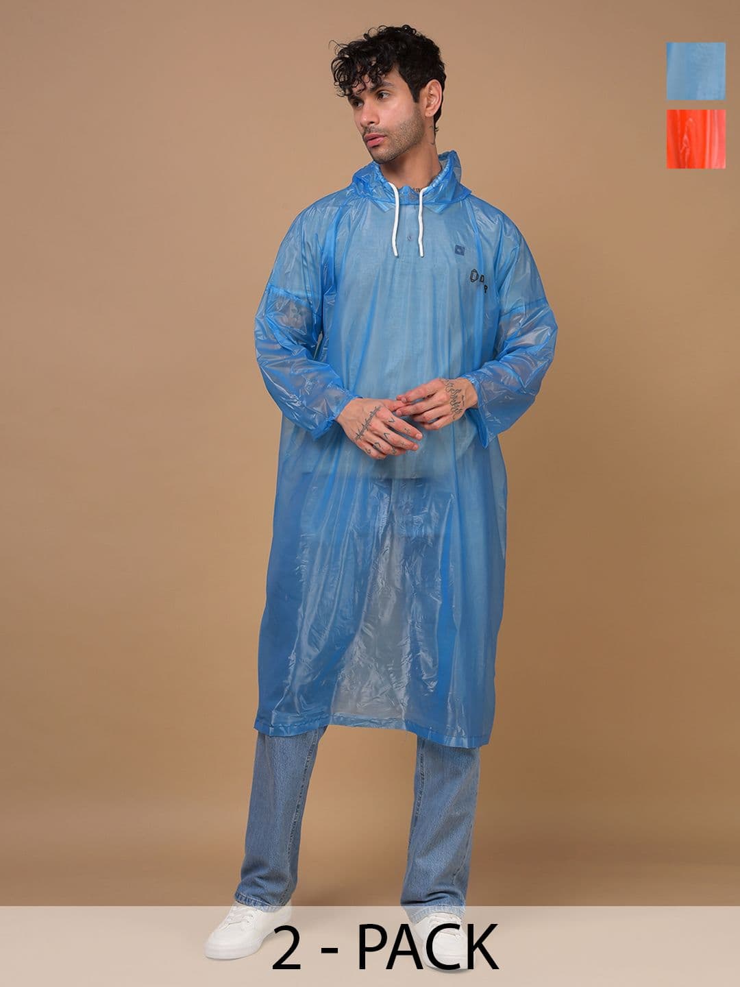 Dollar Unisex Waterproof PVC Rain Poncho with Adjustable Hood - view 1