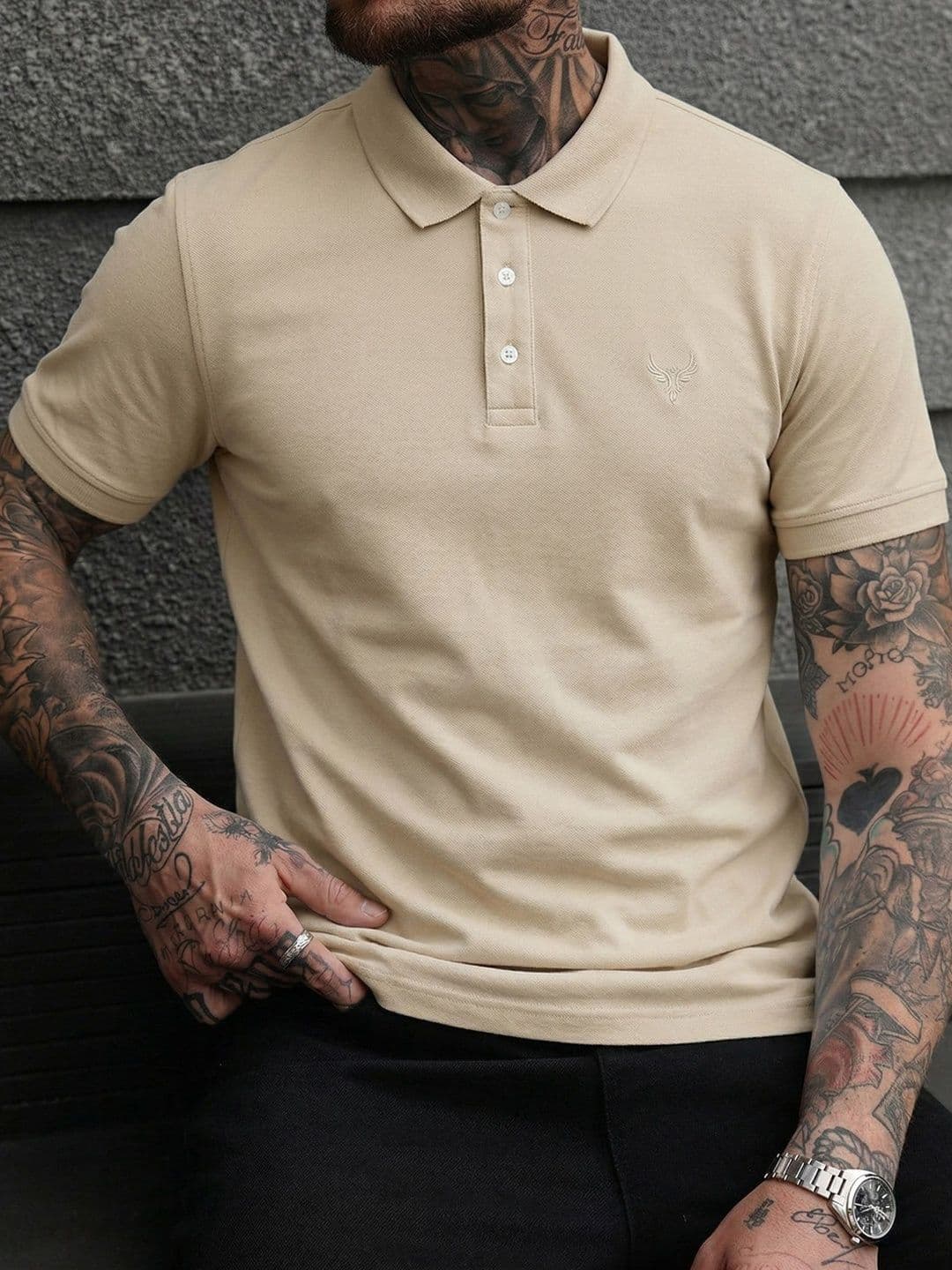 Utopium Men Brand Logo Polo Collar T-shirt - view 1