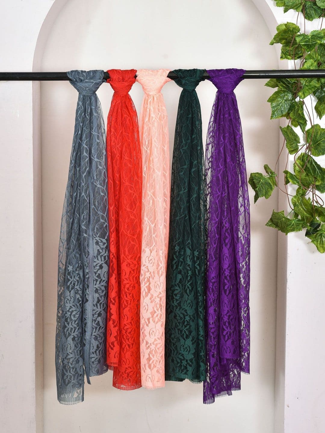 Kuhika Pack Of 5 Woven Design Dupatta - view 1