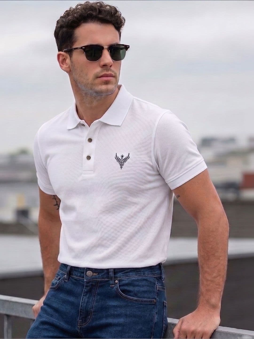 Utopium Men Brand Logo Polo Collar T-shirt - view 1