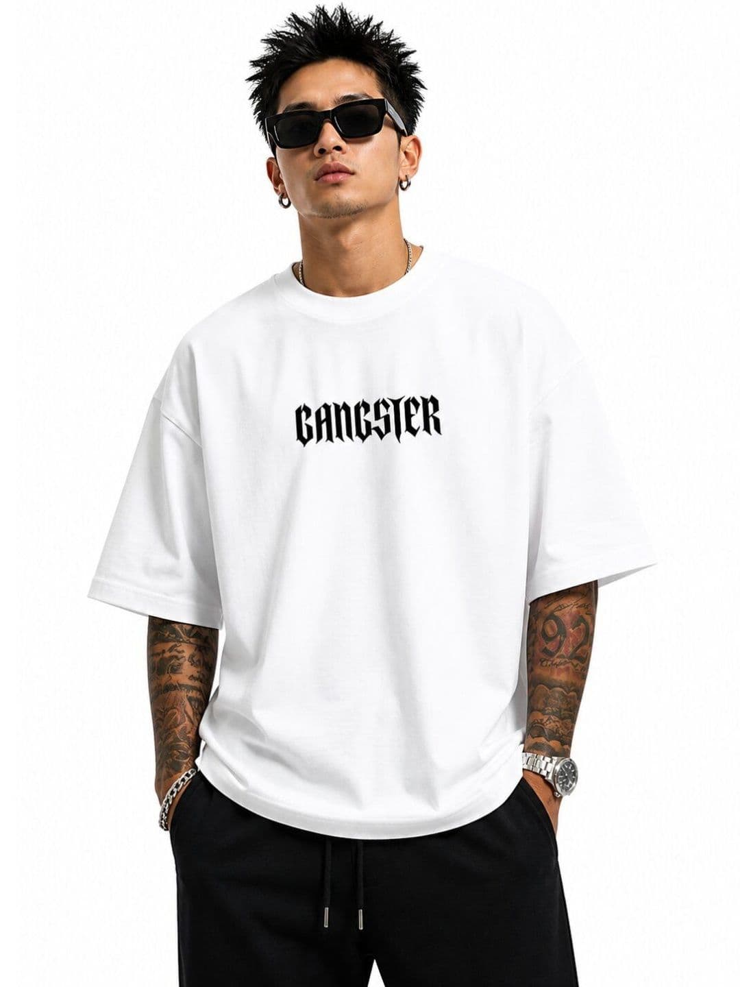 HASTEN Men's Oversized Typography Print T-shirt - view 1