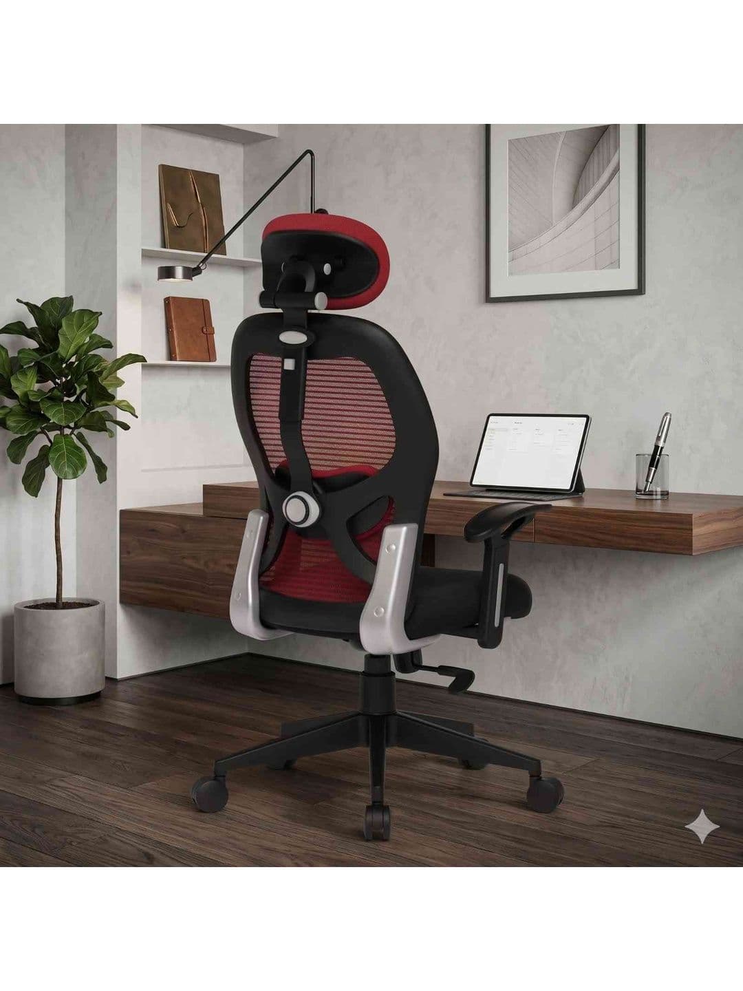 COZY CUB Red & Black Adjustable Seat Height Study Arm Chair - view 1