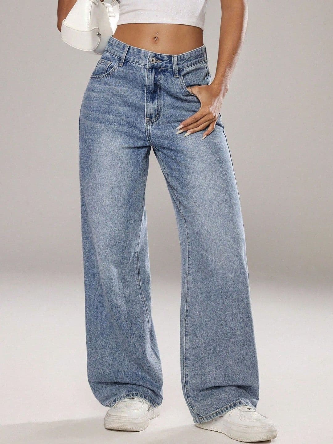 Crazeis Women Comfort Straight Fit High-Rise Light Fade Acid Wash Stretchable Jeans - view 1