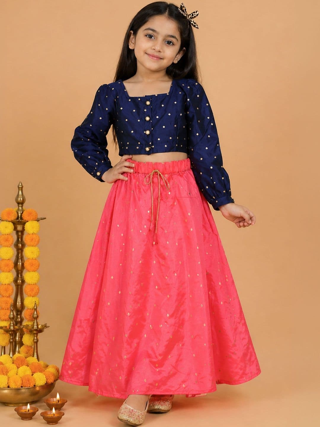 KiddoPanti Girls Embellished Ready to Wear Lehenga & Choli Set - view 1