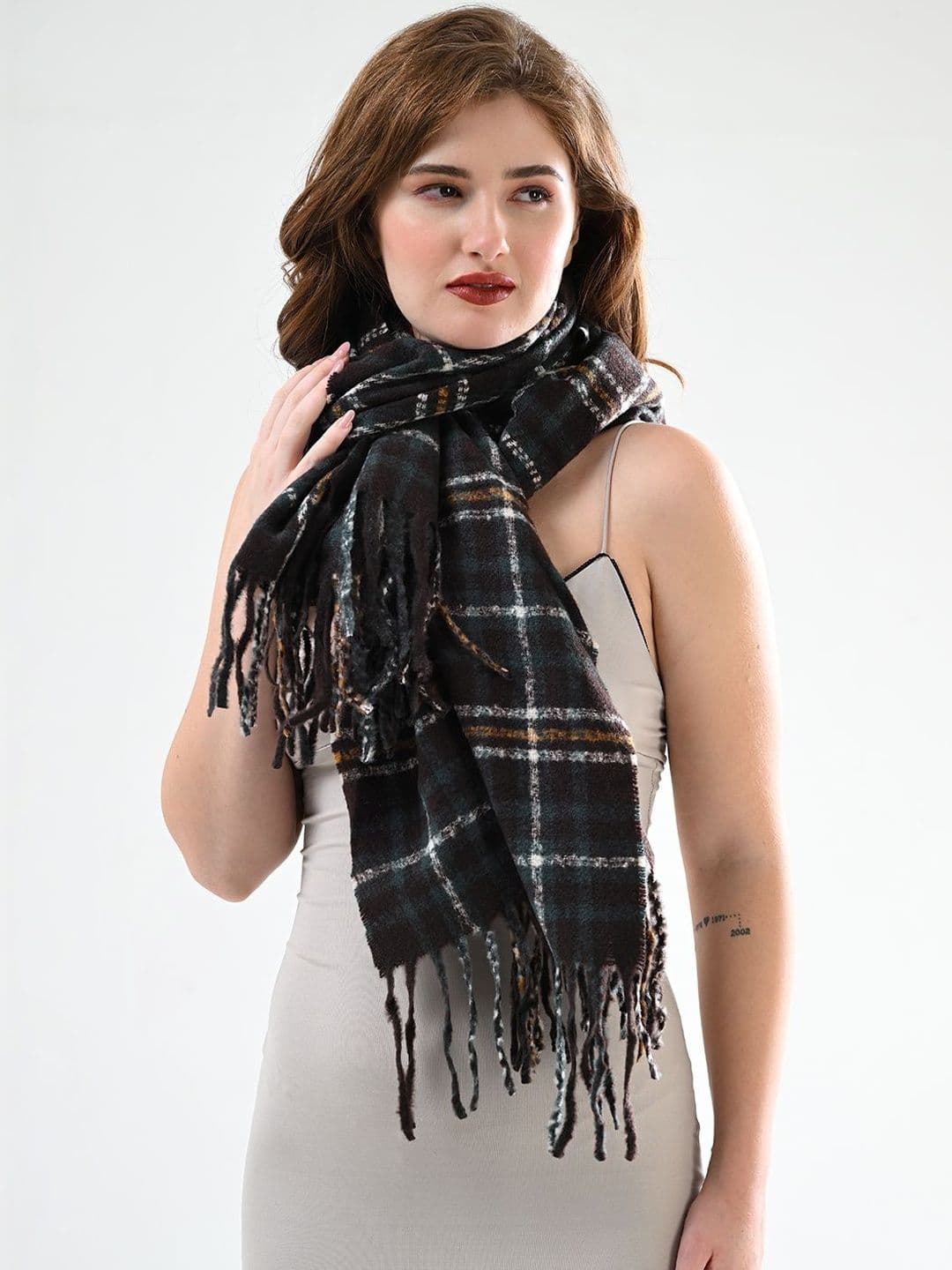 Cazzano Women Checked Woven Design Shawl - view 1