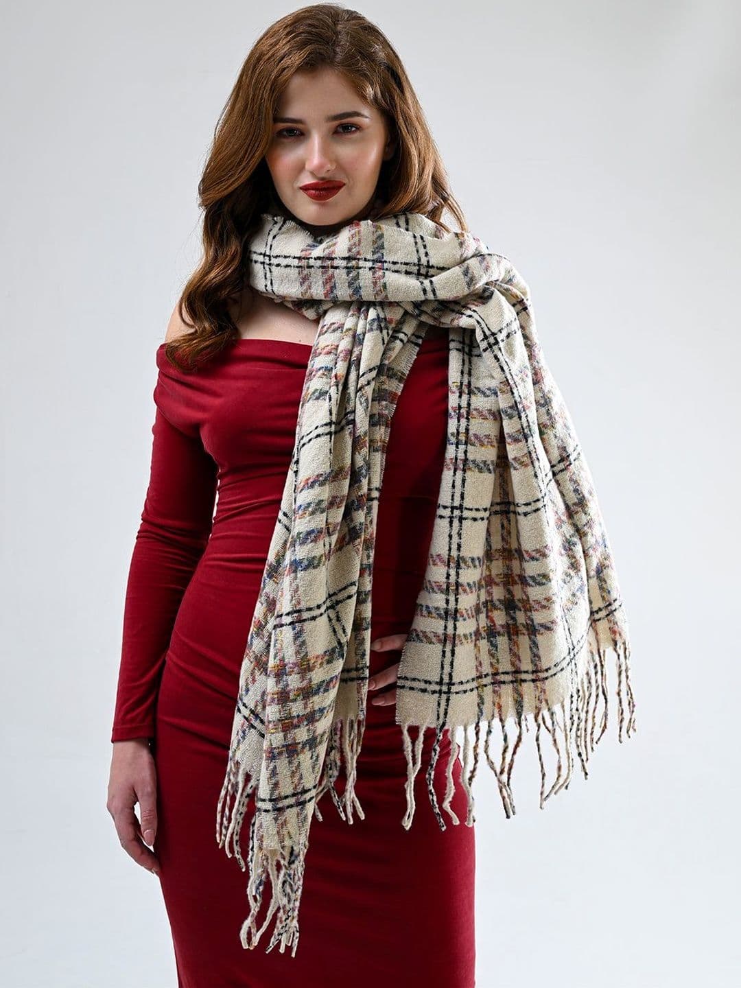 Cazzano Women Striped Embroidered Shawl - view 1