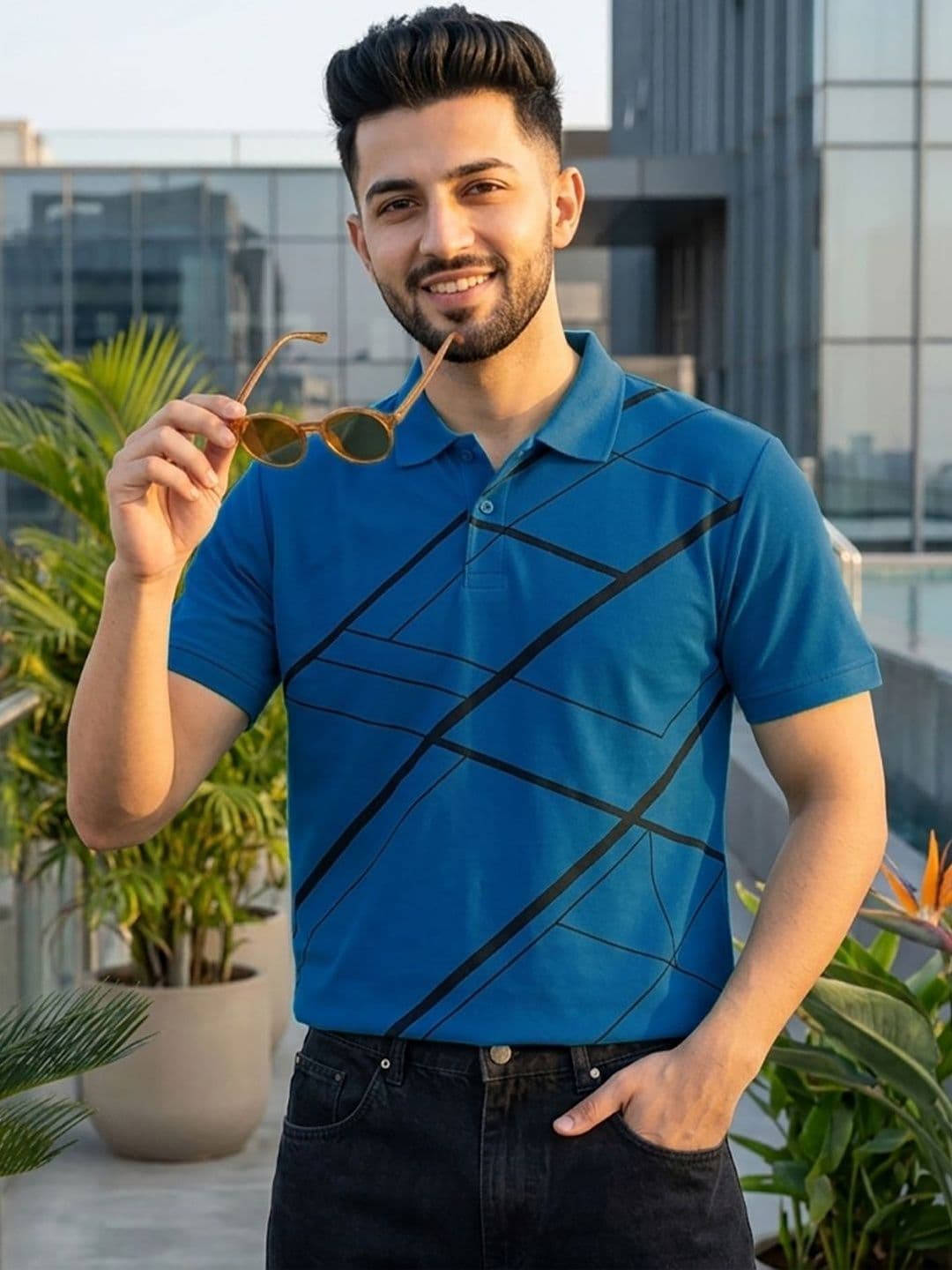 SZN Men Printed Polo Collar T-shirt - view 1
