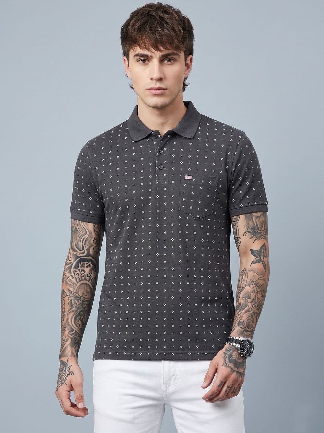 SANDPIPER Men Printed Polo Collar Pockets T-shirt - view 1