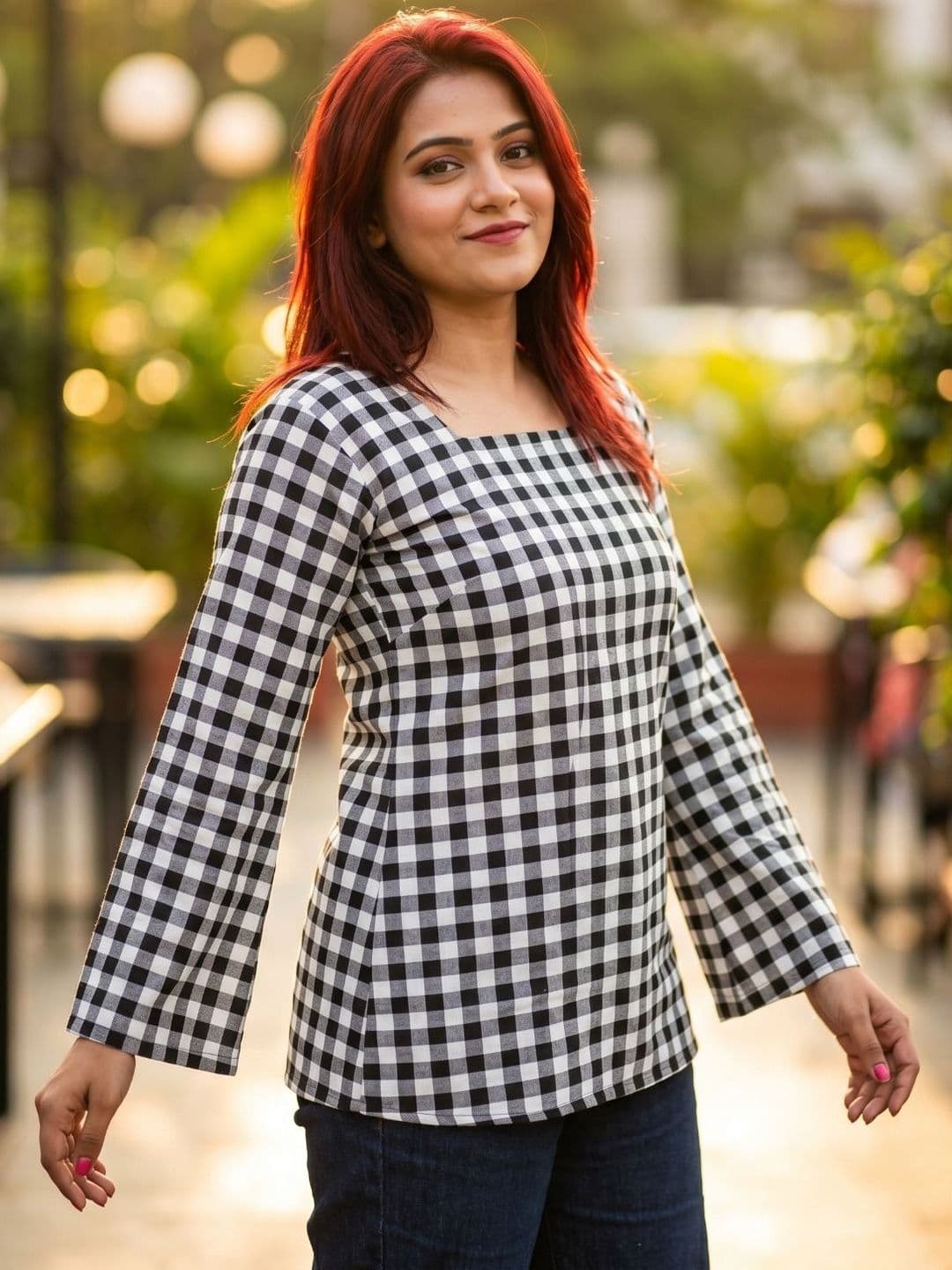 Monamaar Woven Design Square Neck Pure Cotton Blend Kurti - view 1