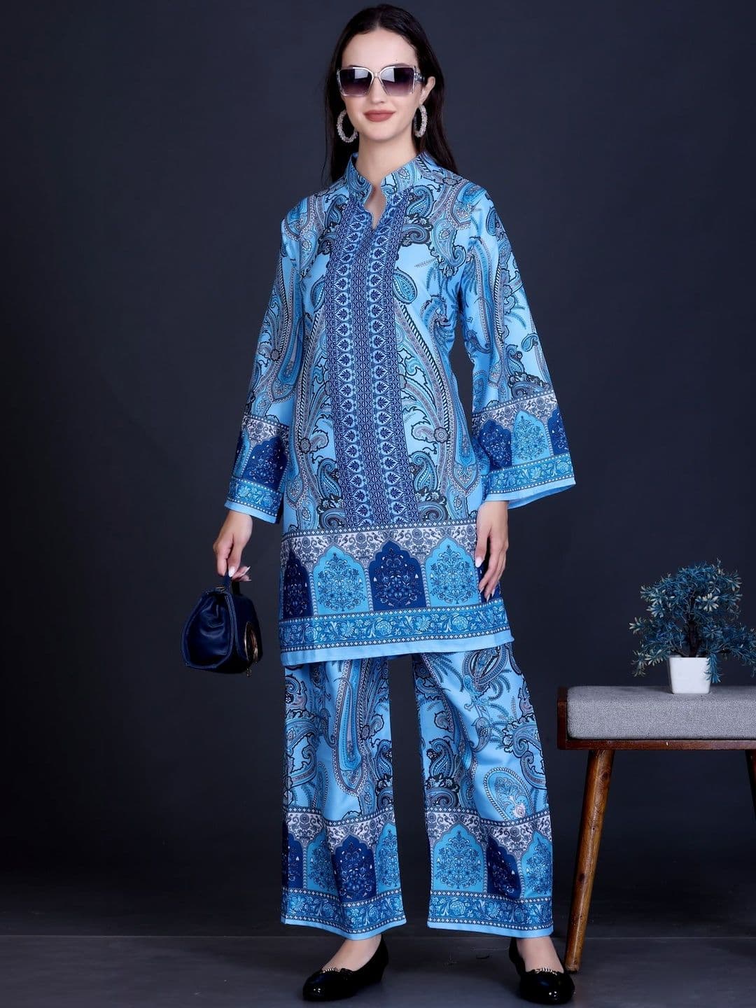 PIPASA Women Ethnic Motifs Printed Regular Kurta with Trousers - view 1