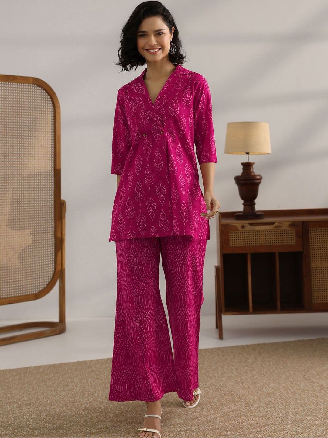 Libas Women Pink Printed Cotton Co-Ord Sets - view 1
