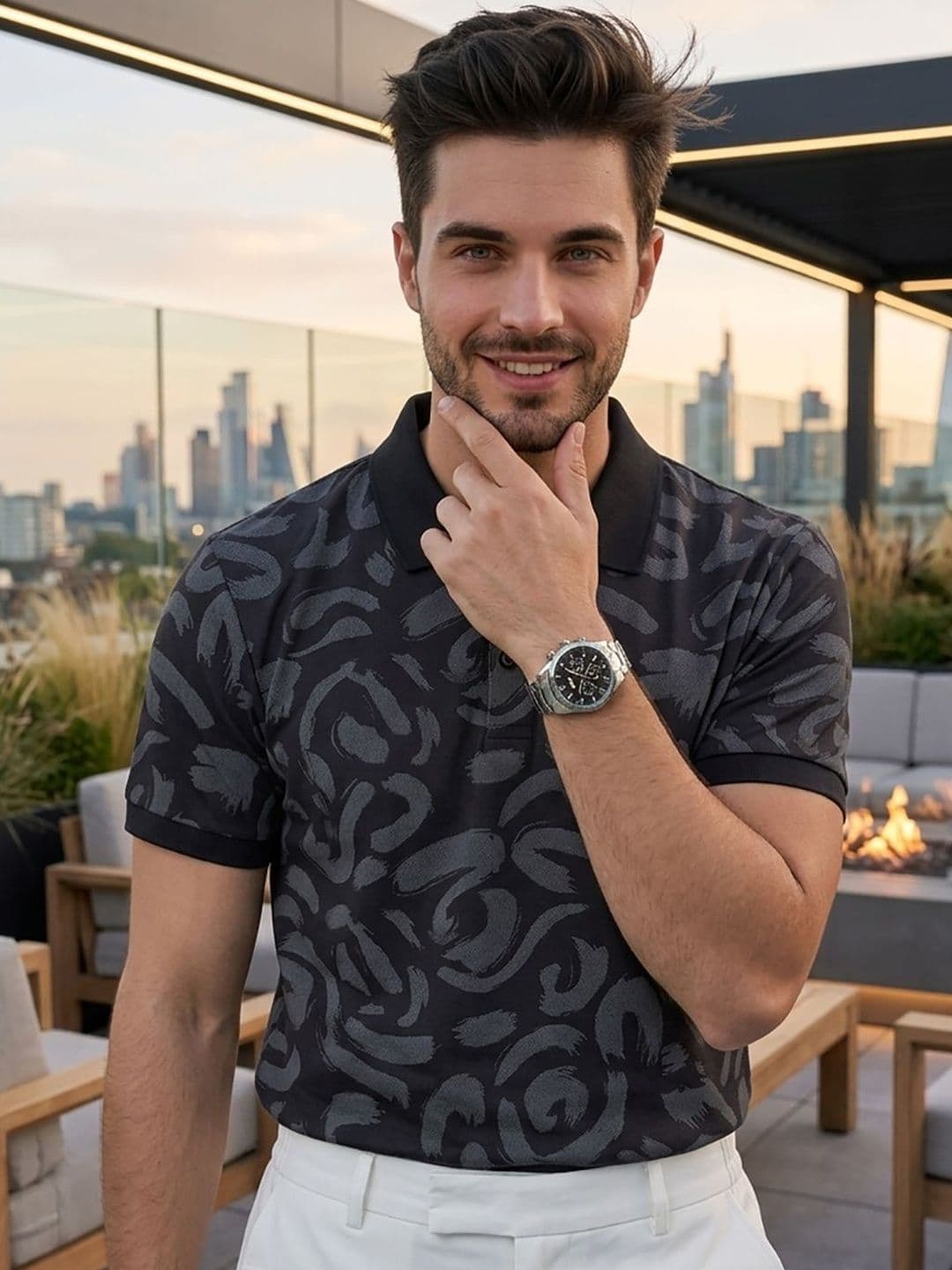 SZN Men Printed Polo Collar T-shirt - view 1