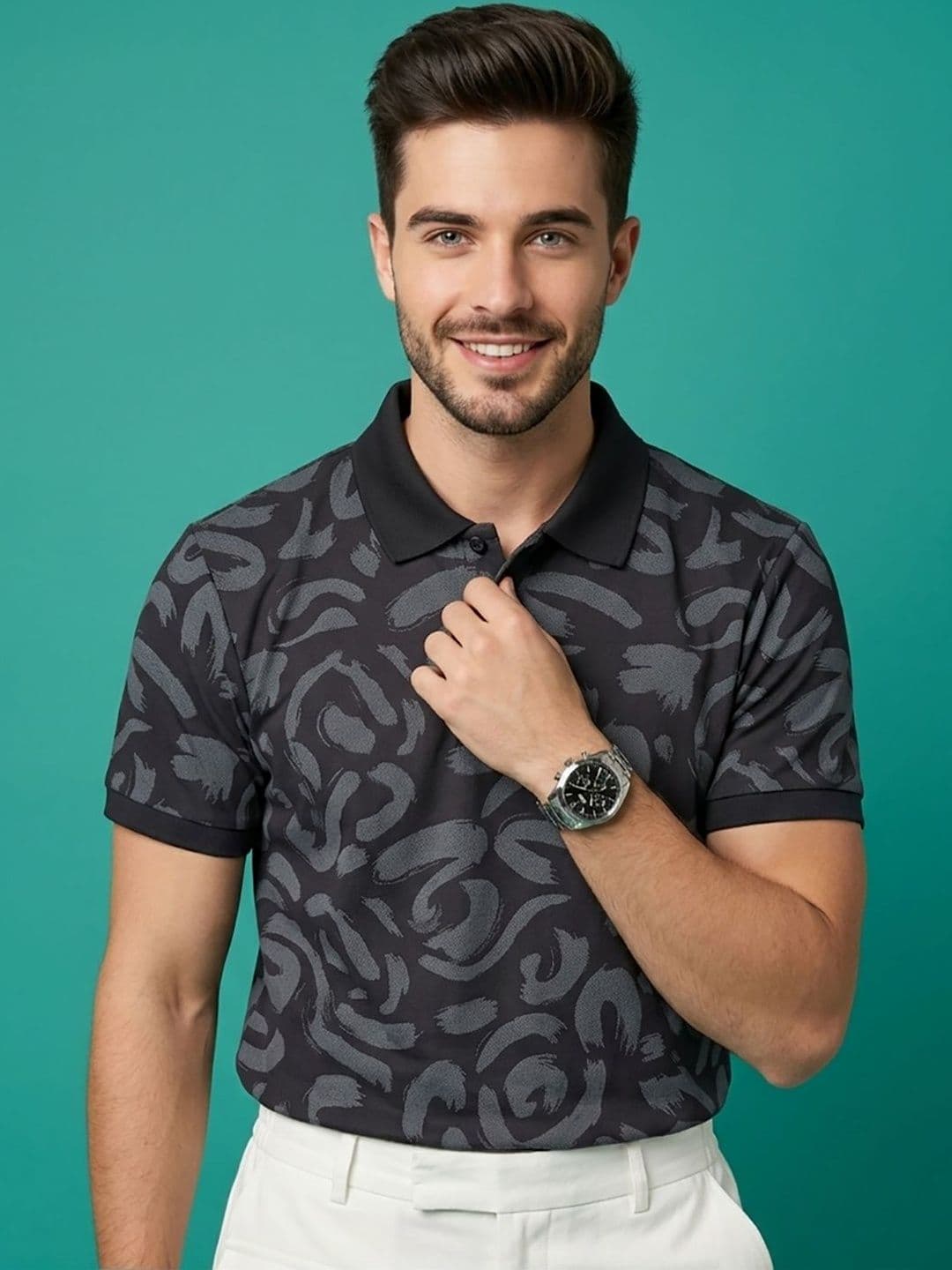 SZN Men Printed Polo Collar T-shirt - view 1