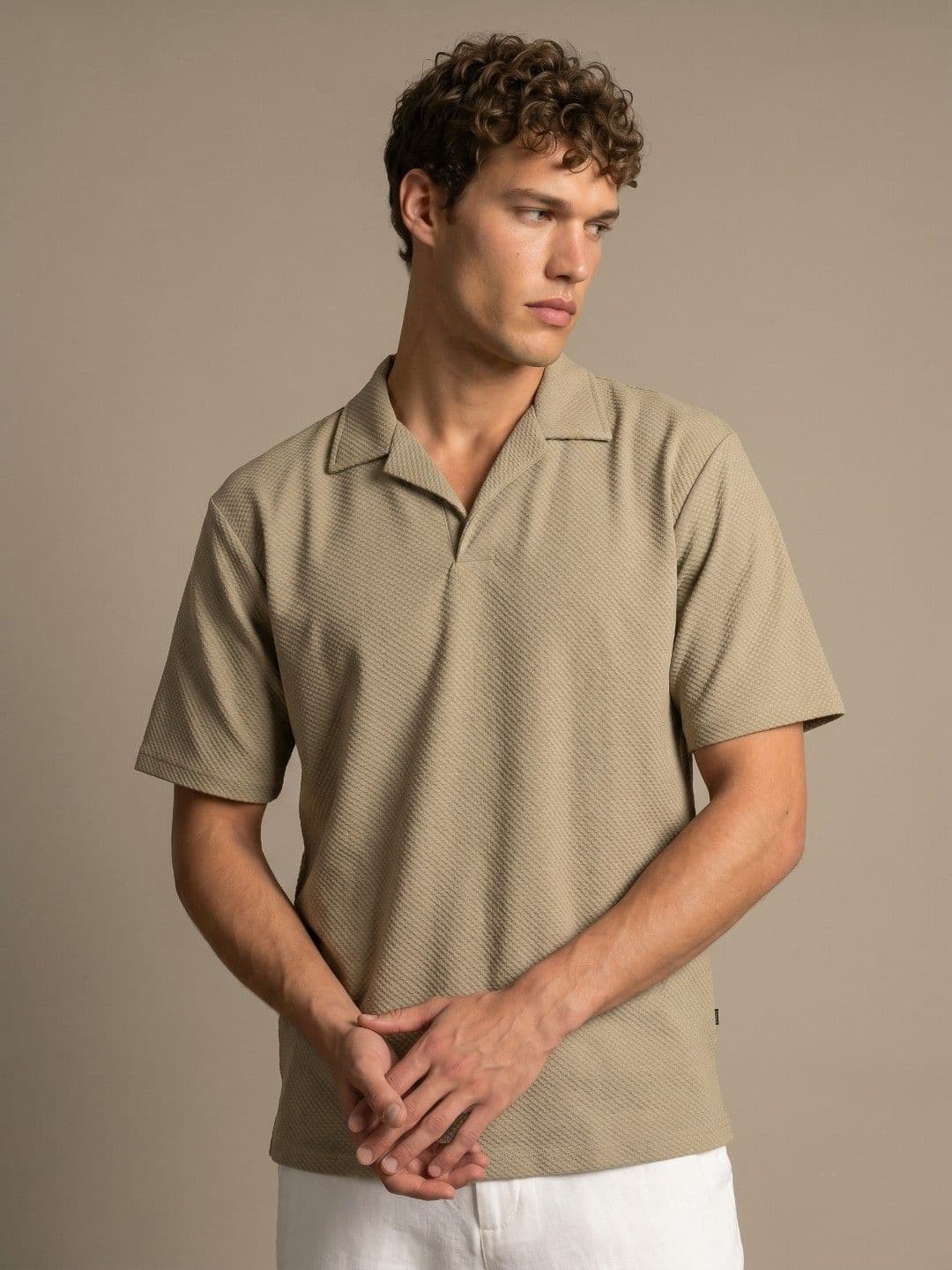 glitchez Polo Collar Drop-Shoulder Sleeves T-shirt - view 1
