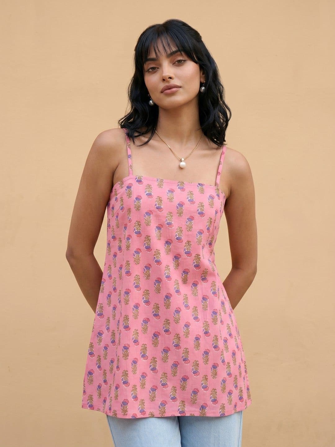 fusion by glitchez Floral Printed Pure Cotton Kurti - view 1