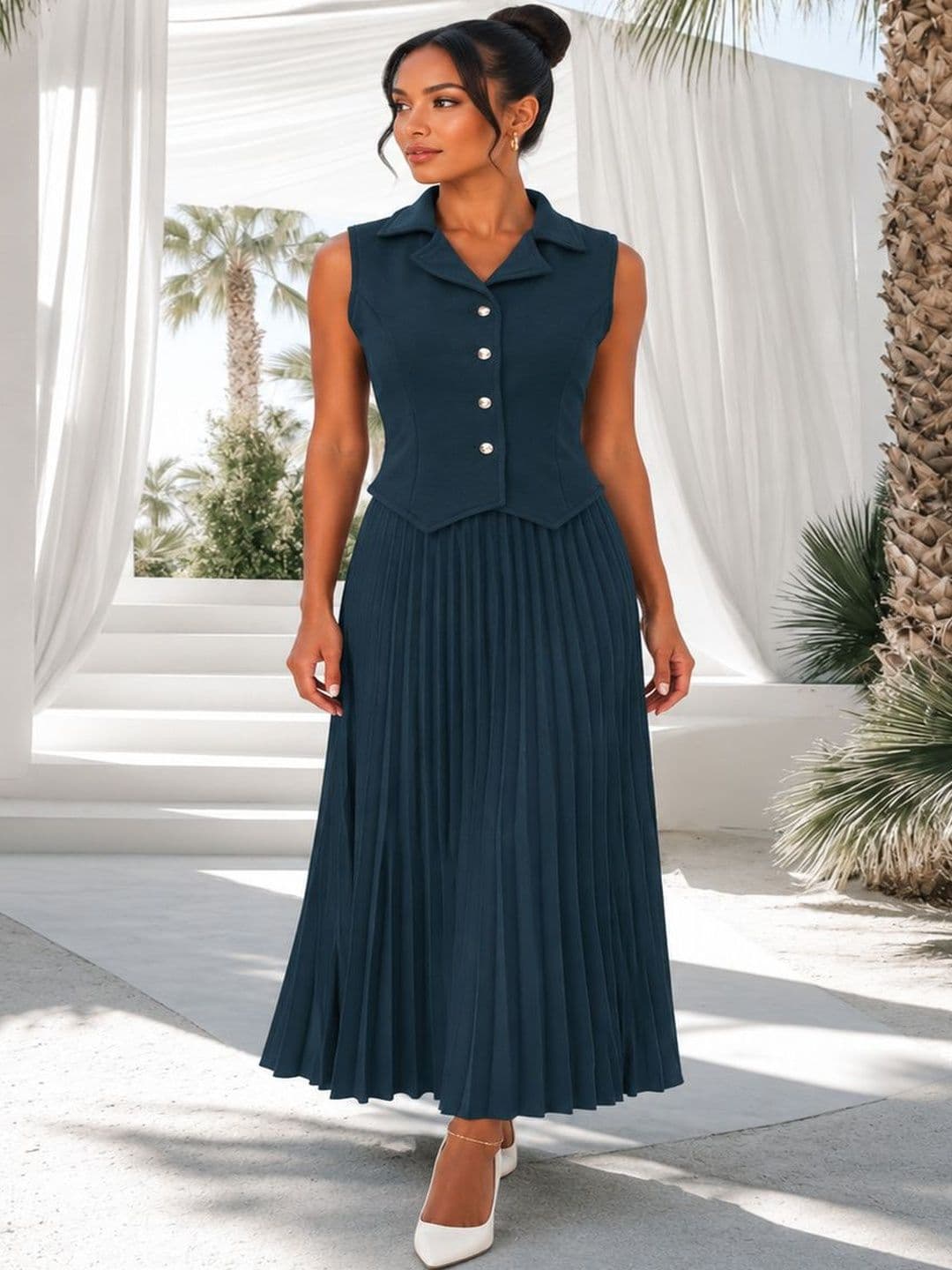 JAKANARY Solid Vest Top with Skirt - view 1