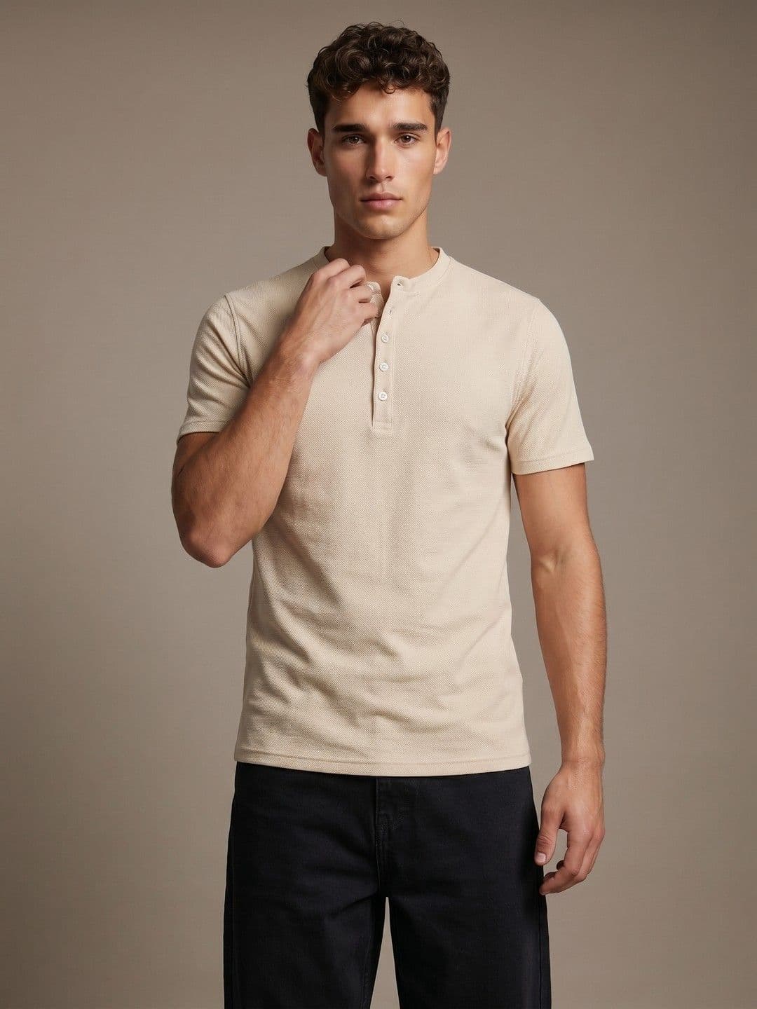 glitchez Men Henley Neck T-shirt - view 1