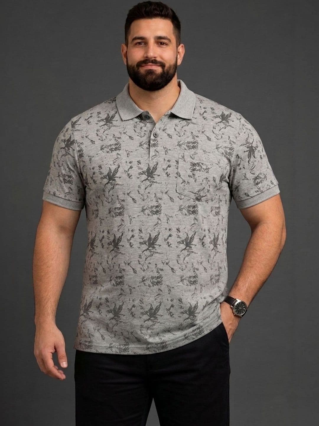 Mast & Harbour Men Printed Polo Collar Pockets T-shirt - view 1