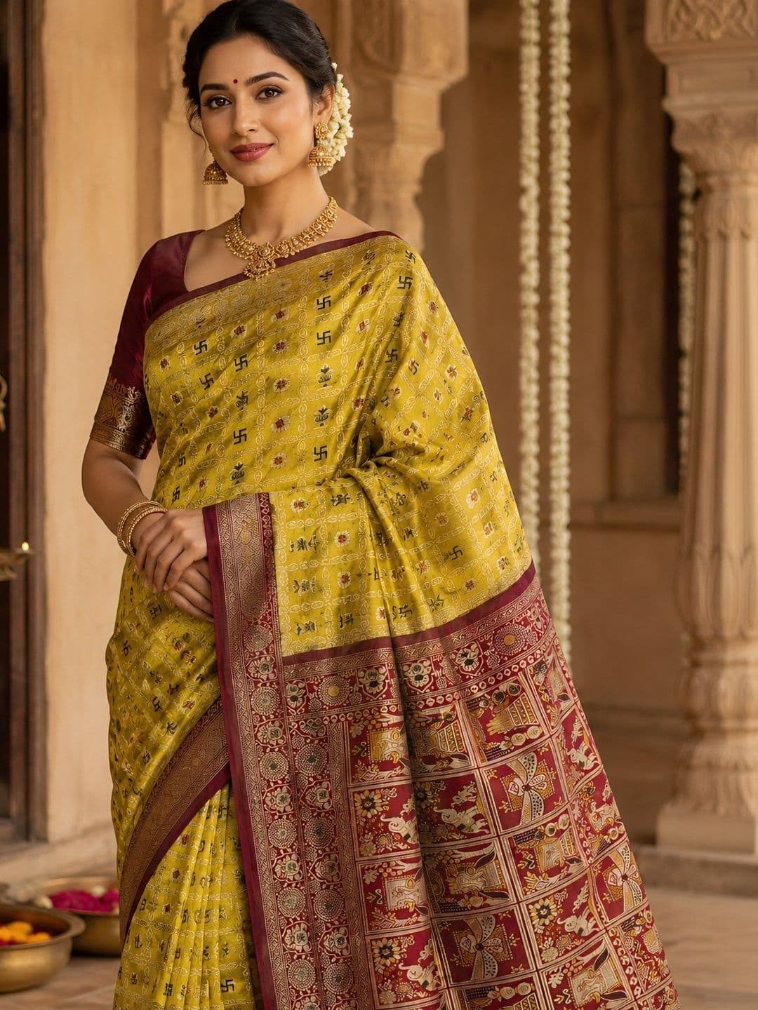KAILASA Ethnic Motifs Zari Art Silk Handloom Kanjeevaram Saree - view 1