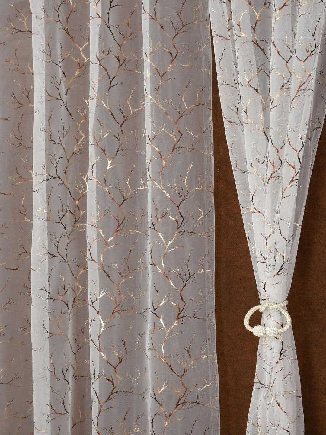 Aura White Set of 2 Sheer Long Door Curtain - view 1