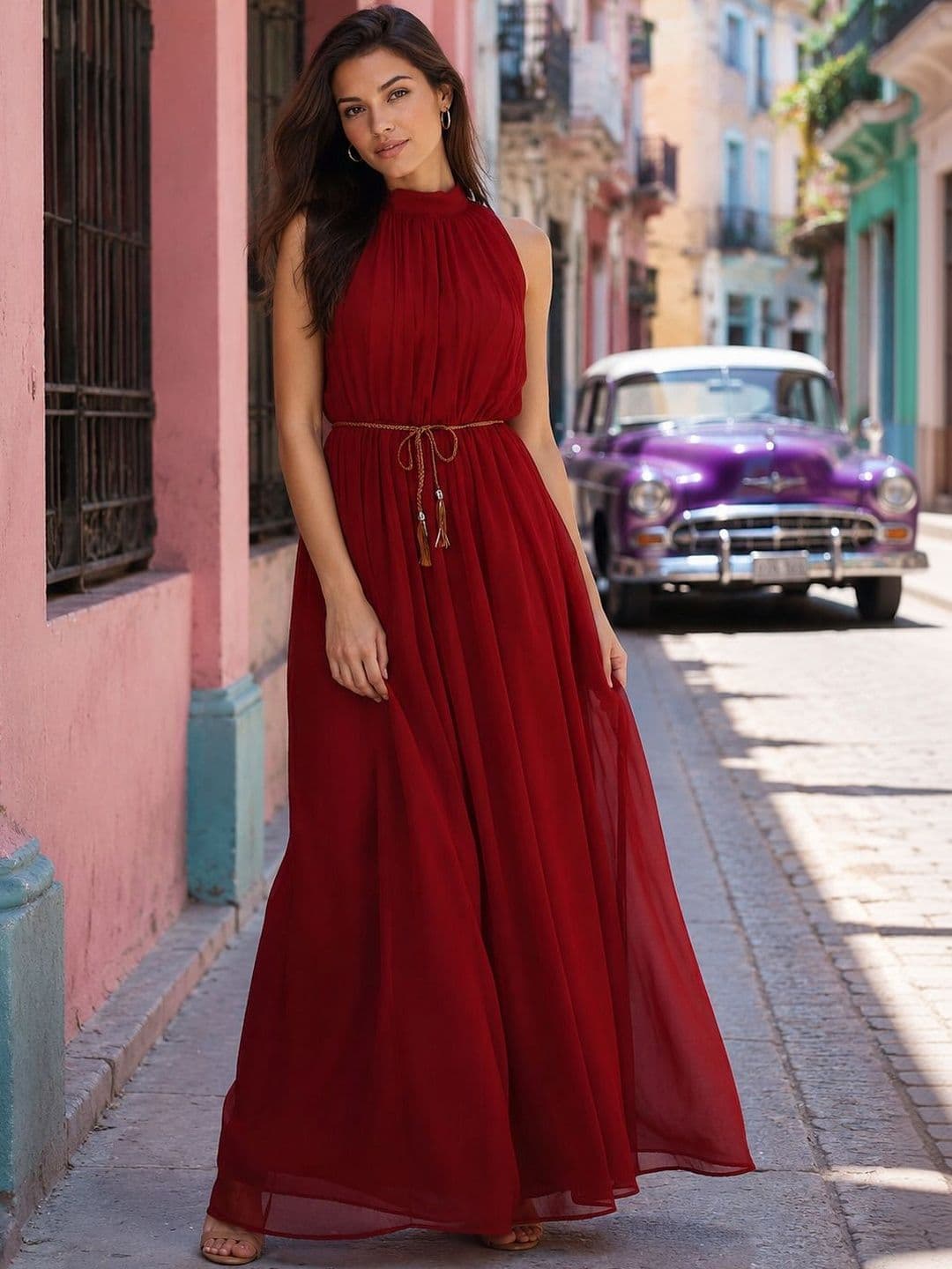 DressBerry Halter Neck Georgette Maxi Dress - view 1