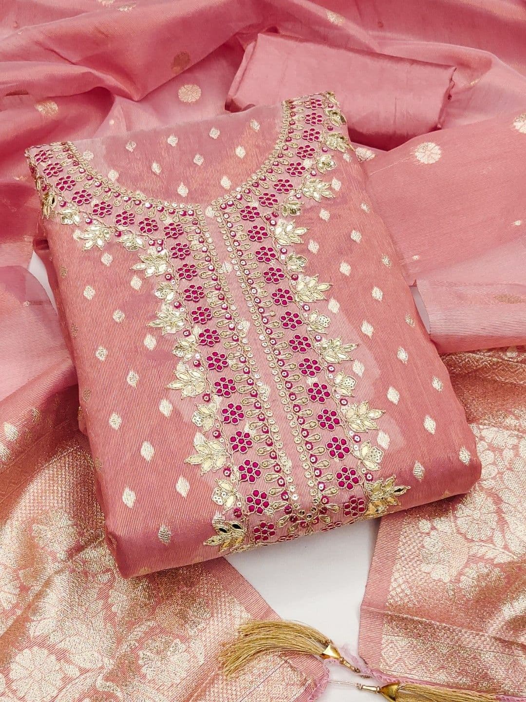Rangtulika Ethnics Embroidered Unstitched Dress Material - view 1