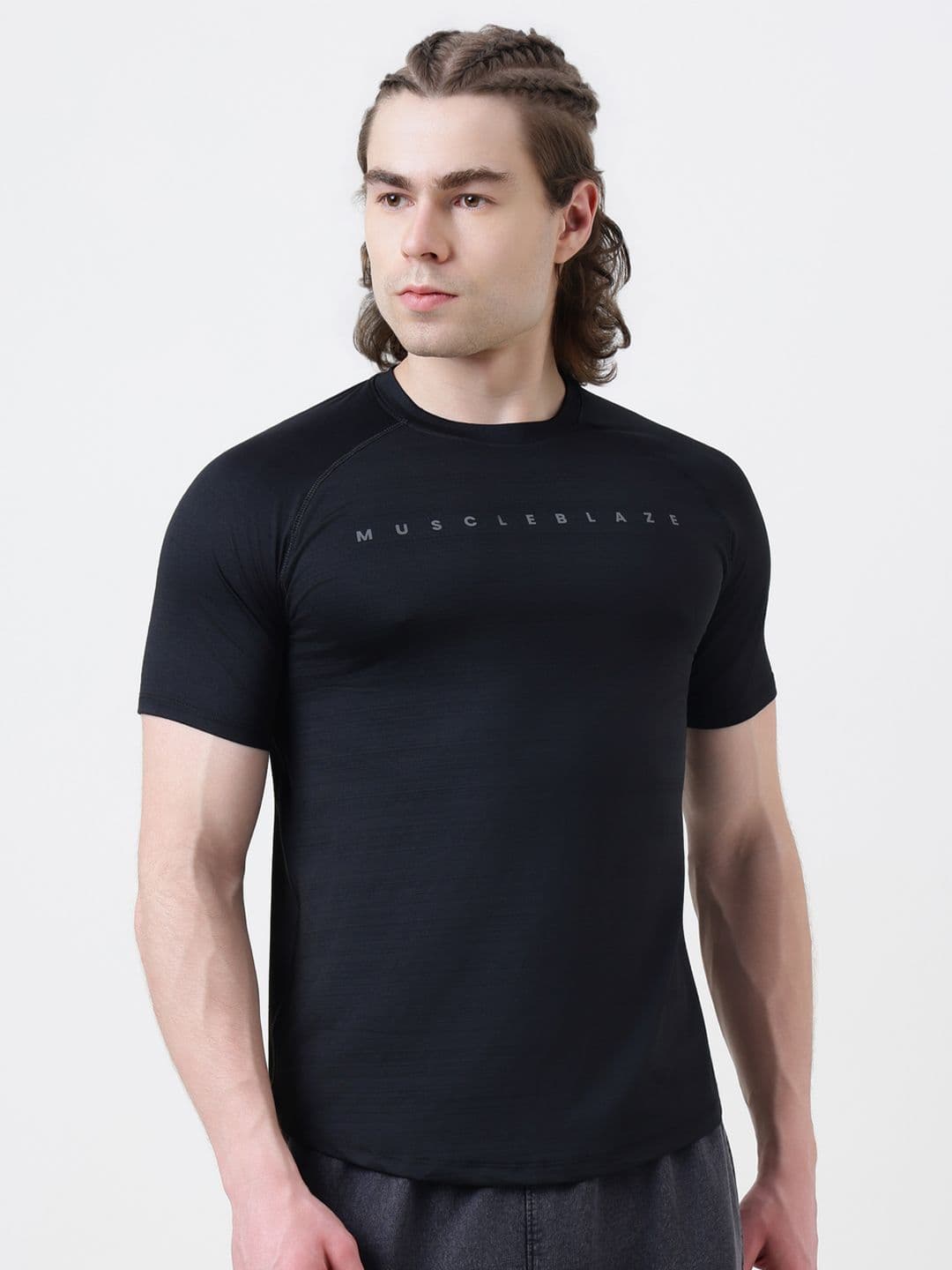 MuscleBlaze Active T Shirt for Men, for Gym & Sports (Midnight Black) - view 1