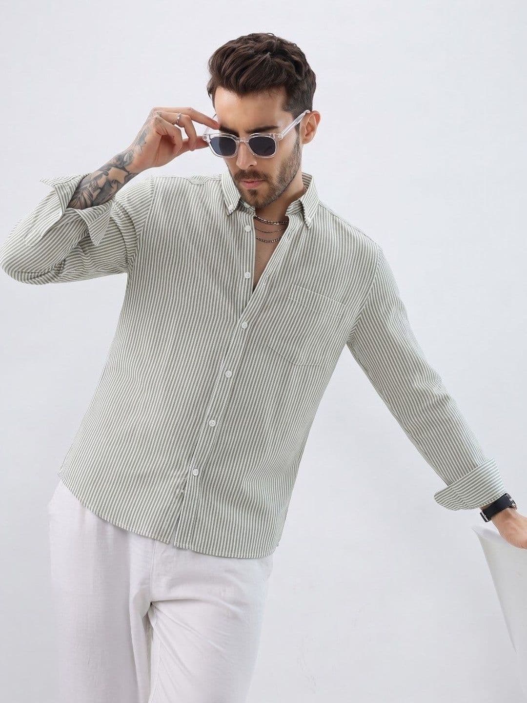 R.Code by The Roadster Life Co. Men Standard Striped Casual Shirt - view 1
