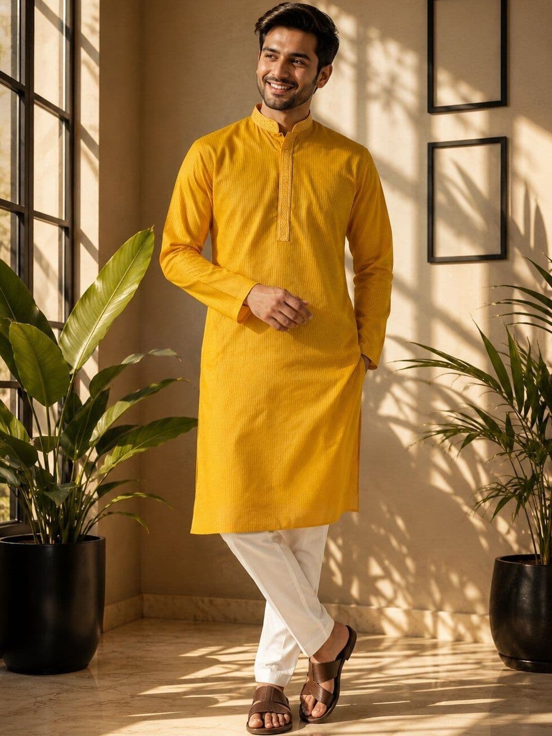 DEVOILER Men Striped Kurta - view 1