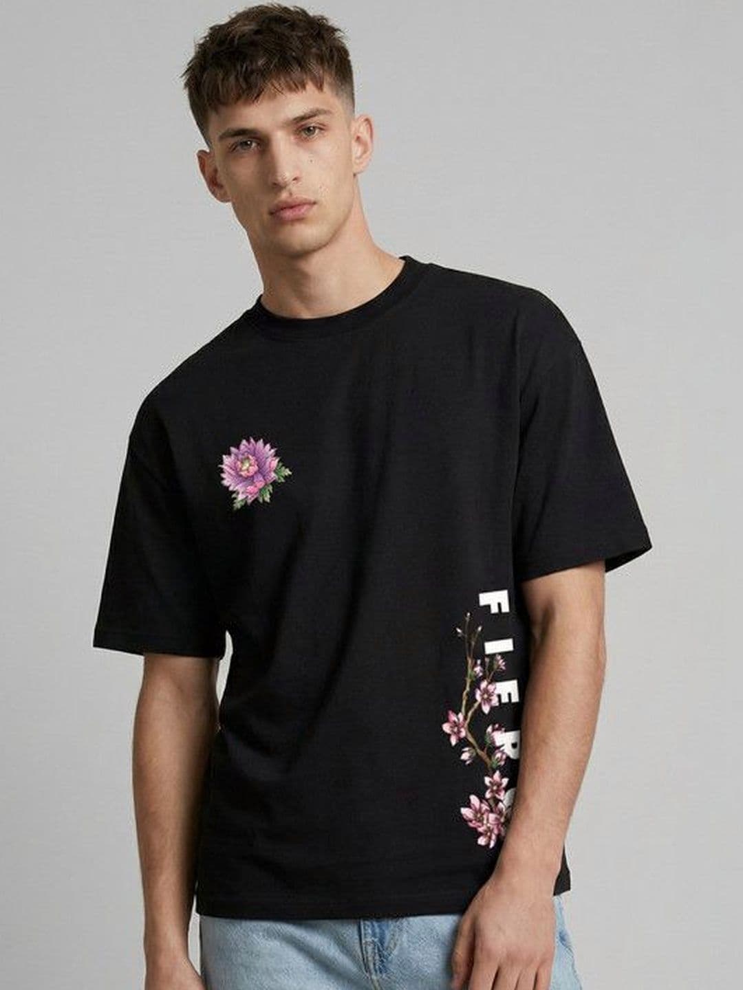High Star Men Printed Round Neck Oversized T-shirt - view 1