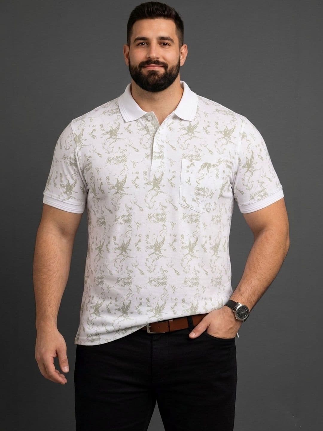 The Roadster Lifestyle Co Printed Polo Collar Tshirts - view 1