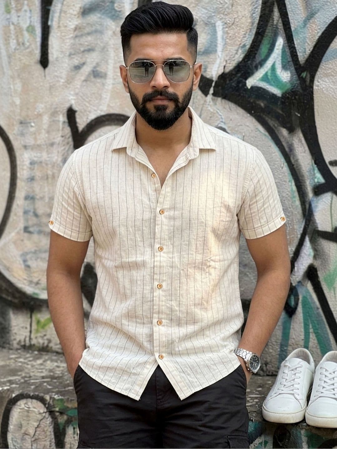 Anneca Men Relaxed Striped Casual Shirt - view 1